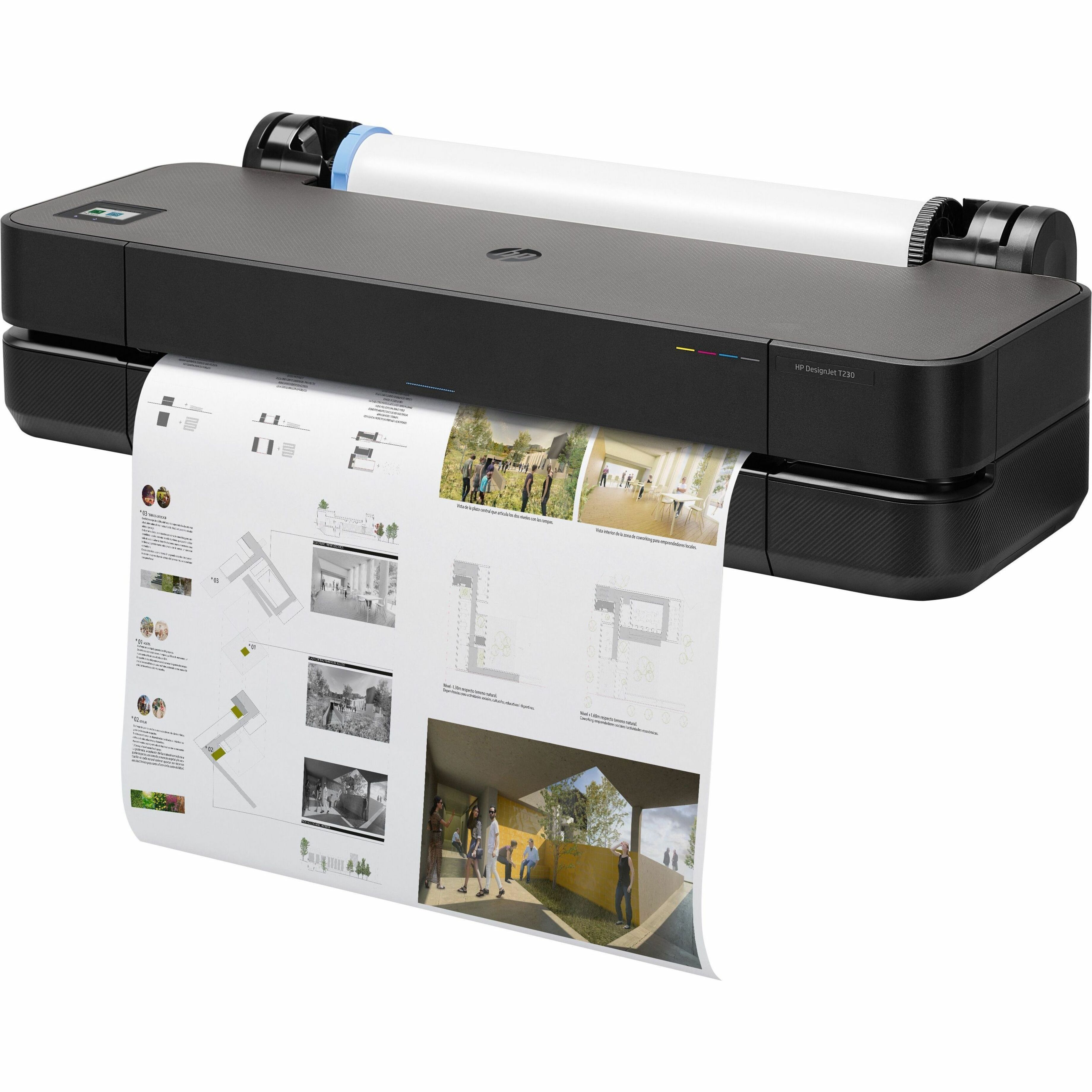 HP Designjet T230 A1 Inkjet Large Format Printer - Includes Printer - 24" Print Width - Color - 35 Second Color Speed - 2400 x 2400 dpi - 500 MB - USB - Ethernet - Wireless LAN - Wi-Fi Direct — alternate image2