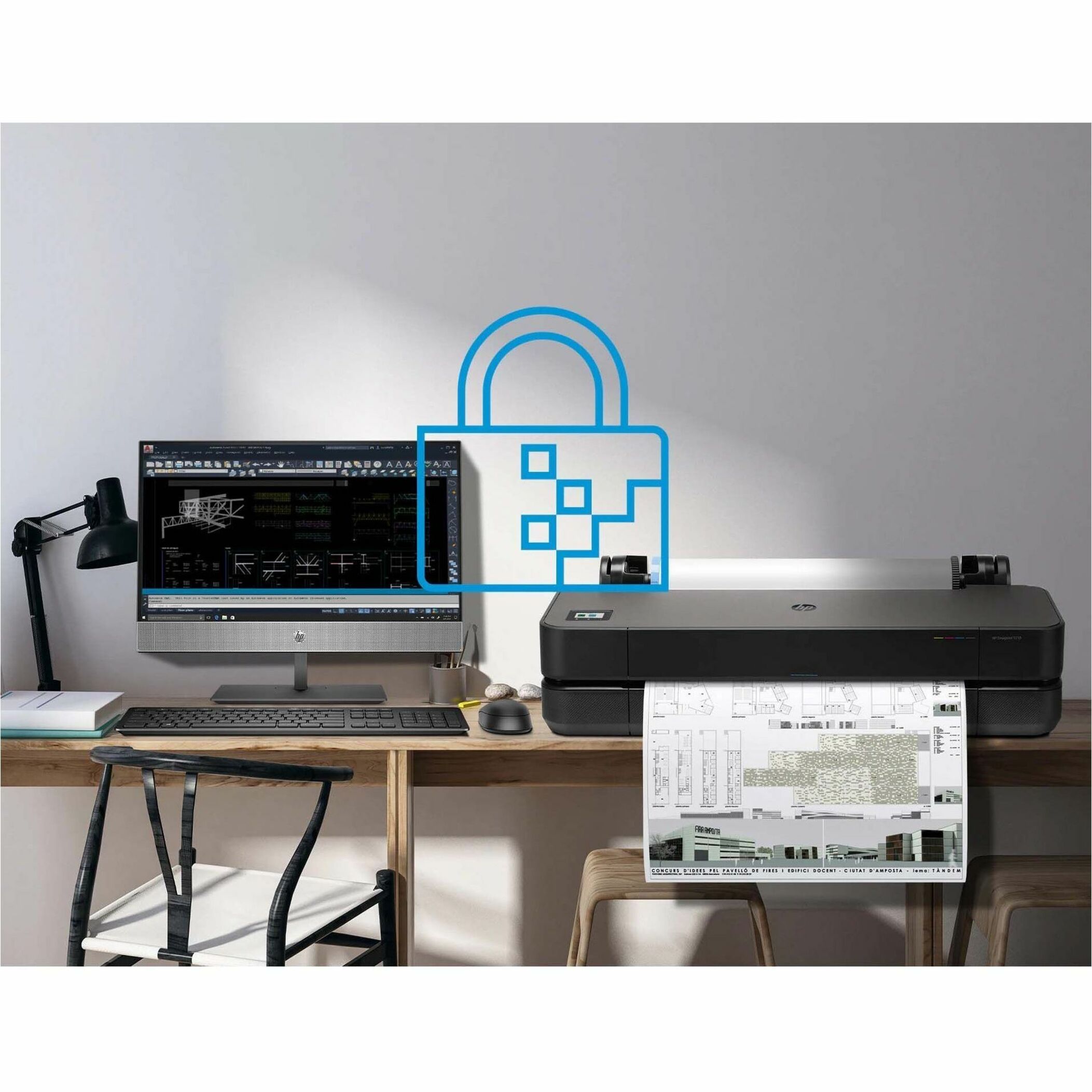HP Designjet T250 A1 Inkjet Large Format Printer - Includes Printer - 24" Print Width - Color - 30 Second Color Speed - 2400 x 2400 dpi - 500 MB - USB - Ethernet - Wireless LAN - Wi-Fi Direct — alternate image3