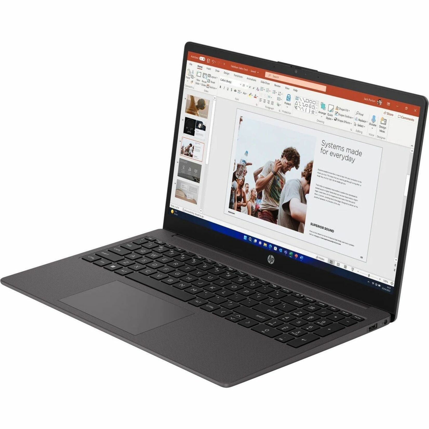 HP 250 G10 15.6" Notebook - HD - Intel Core i5 13th Gen i5-1334U - vPro Technology - 16 GB - 512 GB SSD - Dark Ash Silver - Intel Chip - 1366 x 768 - Windows 11 Pro - Intel Iris X? Graphics - Front Camera/Webcam - IEEE 802.11ax Wireless LAN Standard — alternate image1