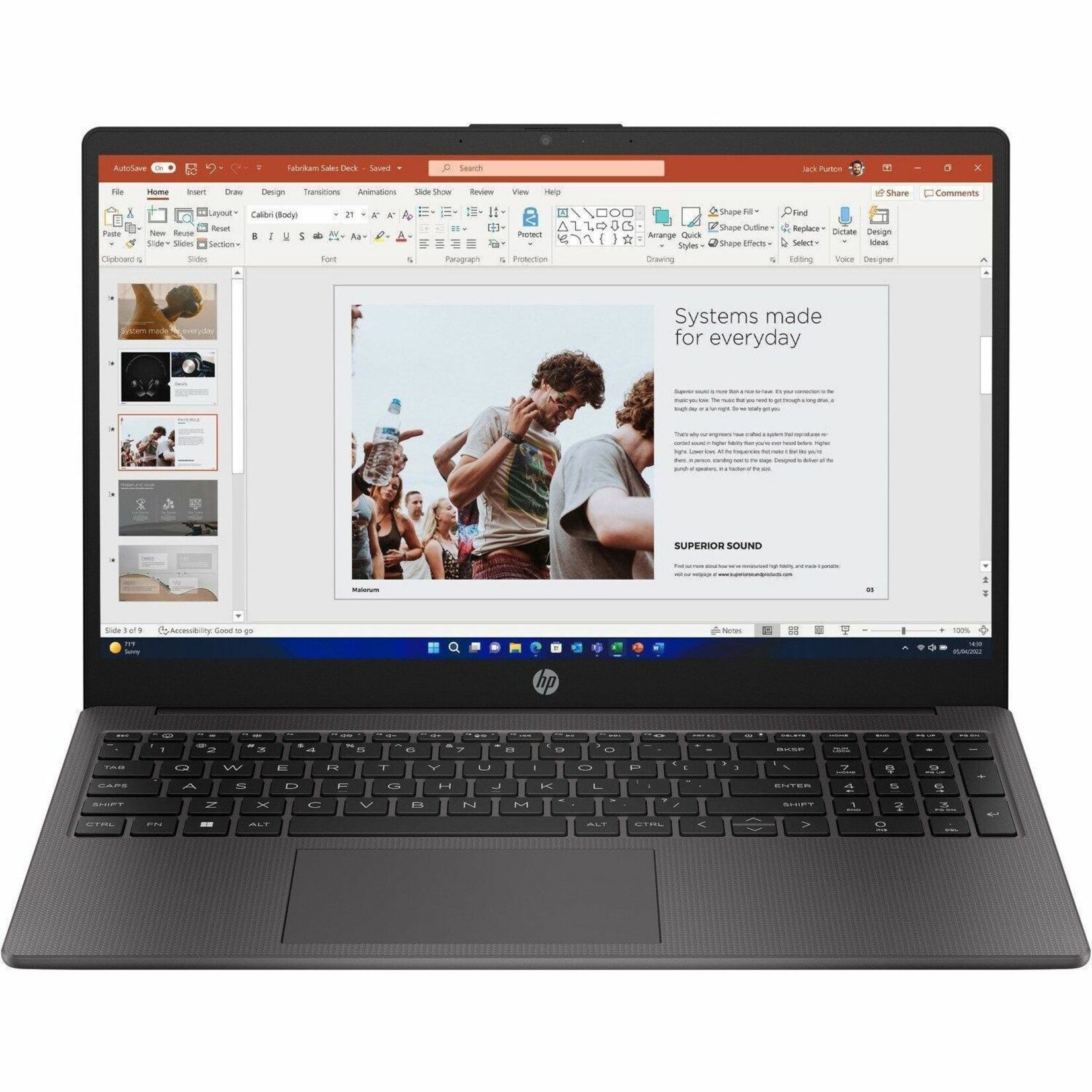 HP 250 G10 15.6" Notebook - HD - Intel Core i5 13th Gen i5-1334U - vPro Technology - 16 GB - 512 GB SSD - Dark Ash Silver - Intel Chip - 1366 x 768 - Windows 11 Pro - Intel Iris X? Graphics - Front Camera/Webcam - IEEE 802.11ax Wireless LAN Standard — front