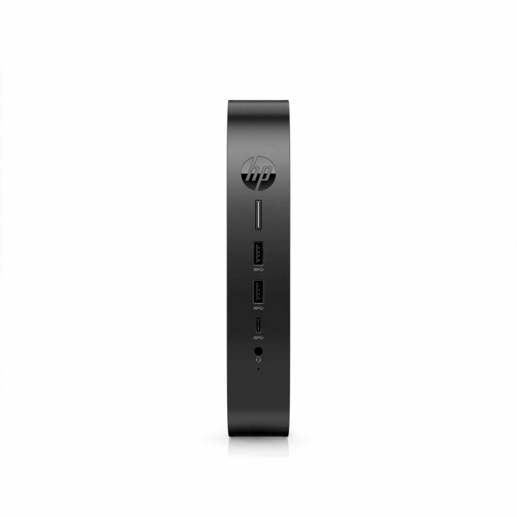 HP Elite t655 Thin Client Ryzen Embedded R2314 Quad-core (4 Core) 2.10 GHz - TAA Compliant - AMD Chip - 8 GB RAM DDR4 SDRAM - 64 GB Flash - Gigabit Ethernet - Windows 11 IoT Enterprise LTSC 2024 - DisplayPort - Network (RJ-45) - 7 Total USB Port(s) - 2 USB 2.0 Port(s) - USB Type-C - 45 W — front