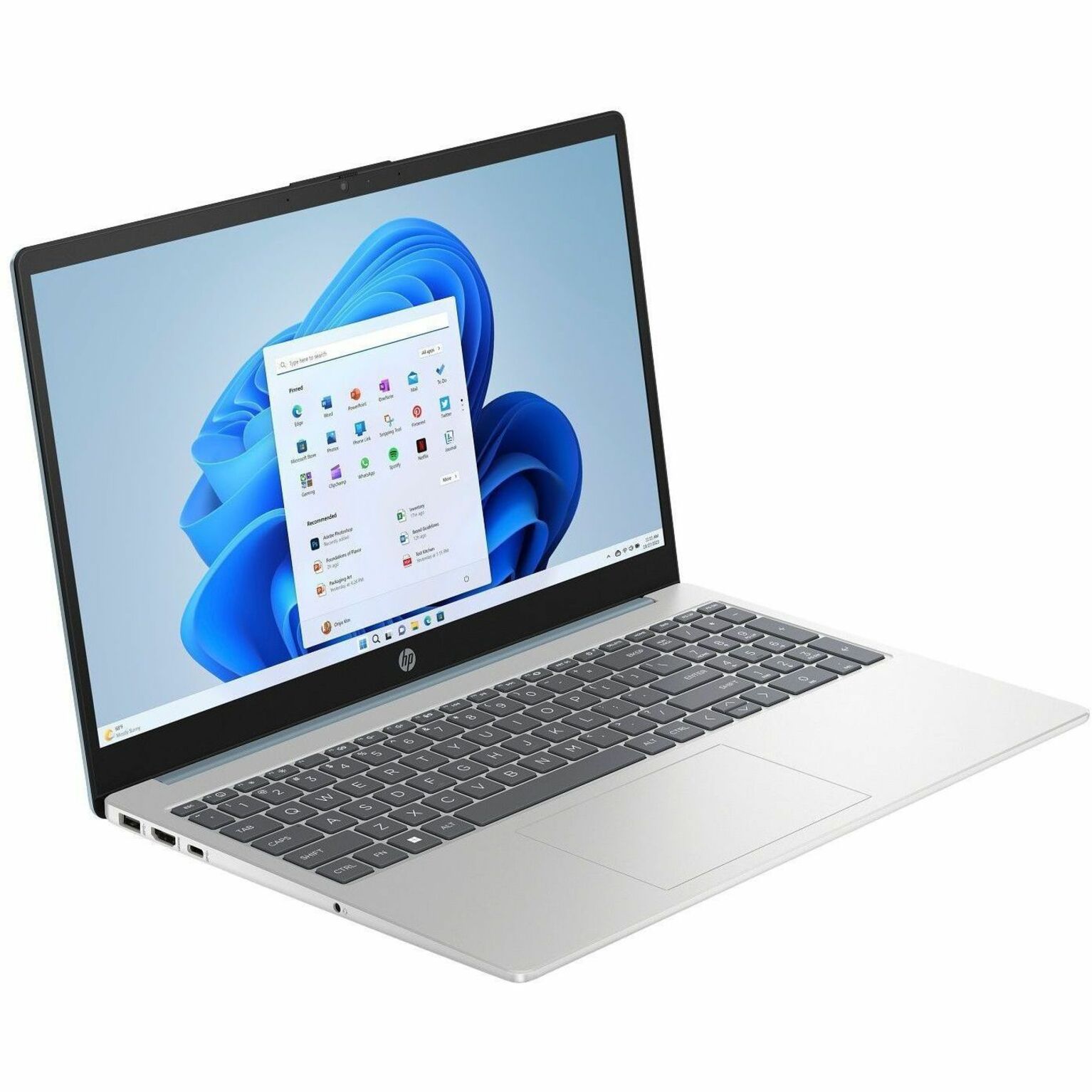 HP 15-fc0000 15-fc0064ca 15.6" Notebook - Full HD - AMD Ryzen 5 7520U - 16 GB - 512 GB SSD - Natural Silver - AMD Chip - 1920 x 1080 - Windows 11 Home - AMD Radeon Graphics - In-plane Switching (IPS) Technology - Front Camera/Webcam - 11.50 Hours Battery Run Time - IEEE 802.11ax Wireless LAN Standard — alternate image3