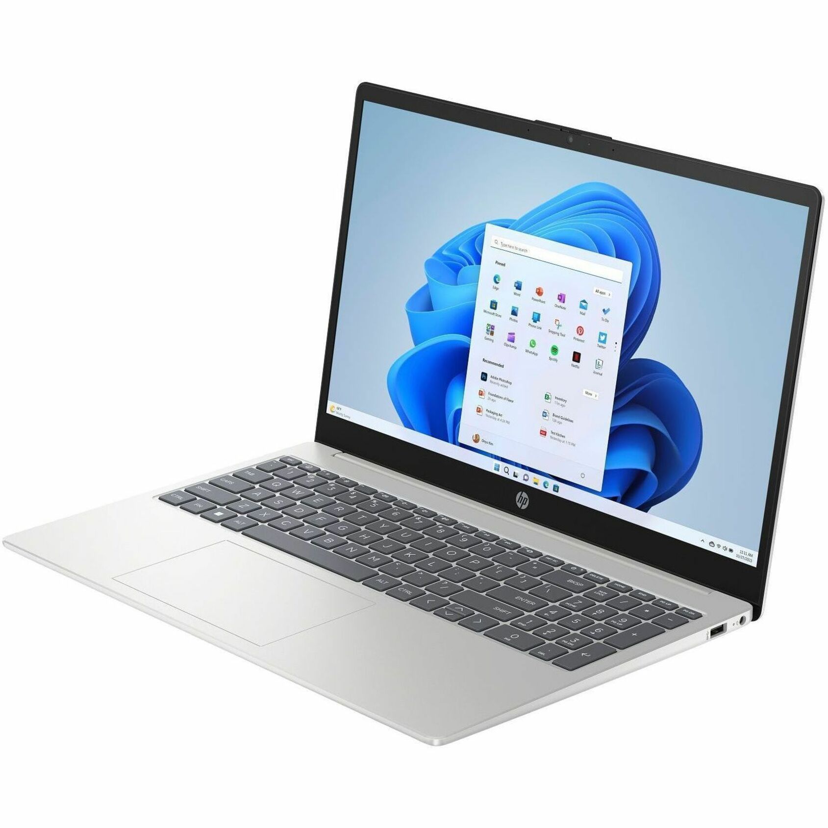 HP 15-fd0000 15-fd0024ca 15.6" Notebook - Full HD - Intel Core i7 13th Gen i7-1355U - 16 GB - 1 TB SSD - Natural Silver - Intel Chip - 1920 x 1080 - Windows 11 Home - Intel Iris X? Graphics - In-plane Switching (IPS) Technology - Front Camera/Webcam - 9.75 Hours Battery Run Time - IEEE 802.11ax Wireless LAN Standard — alternate image1