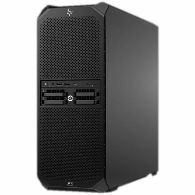HP Z6 G5 A Workstation - 1 Ryzen Threadripper PRO 7965WX - 64 GB - Tower - Black - AMD PRO 695 Chip - Serial ATA/600, NVMe Controller - 0, 1, 5, 10 RAID Levels - Gigabit Ethernet — left