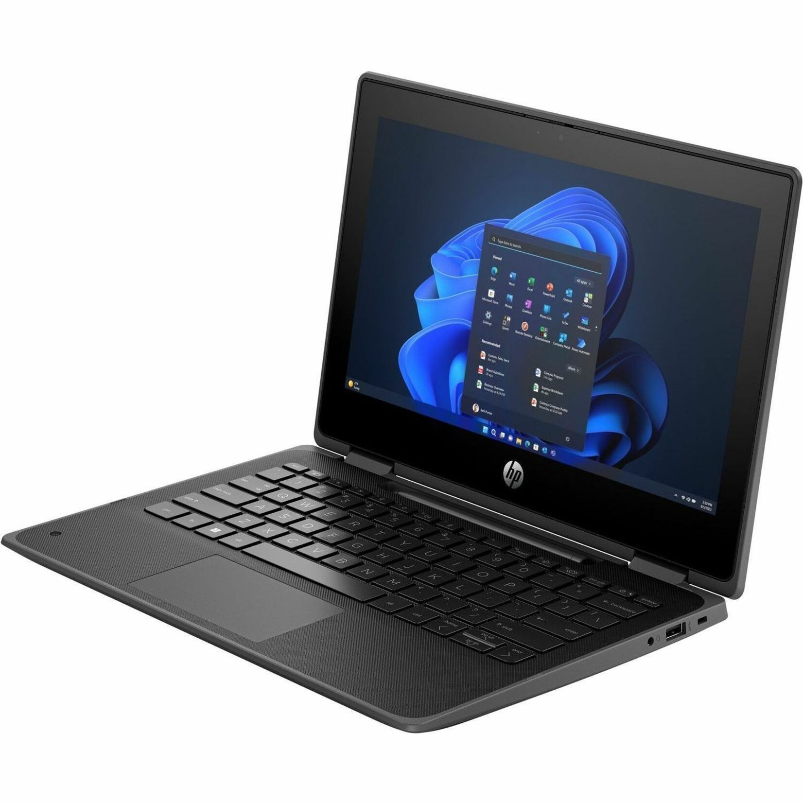 HP Fortis Flip G1i 11.6" Touchscreen Convertible 2 in 1 Notebook - HD - Intel N-Series N250 - 4 GB - 128 GB Flash Memory - Jet Black - Smart Buy - Intel Chip - 1366 x 768 - Windows 11 Pro - Intel UHD Graphics - BrightView - Front Camera/Webcam - 10 Hours Battery Run Time - IEEE 802.11ax Wireless LAN Standard — alternate image1