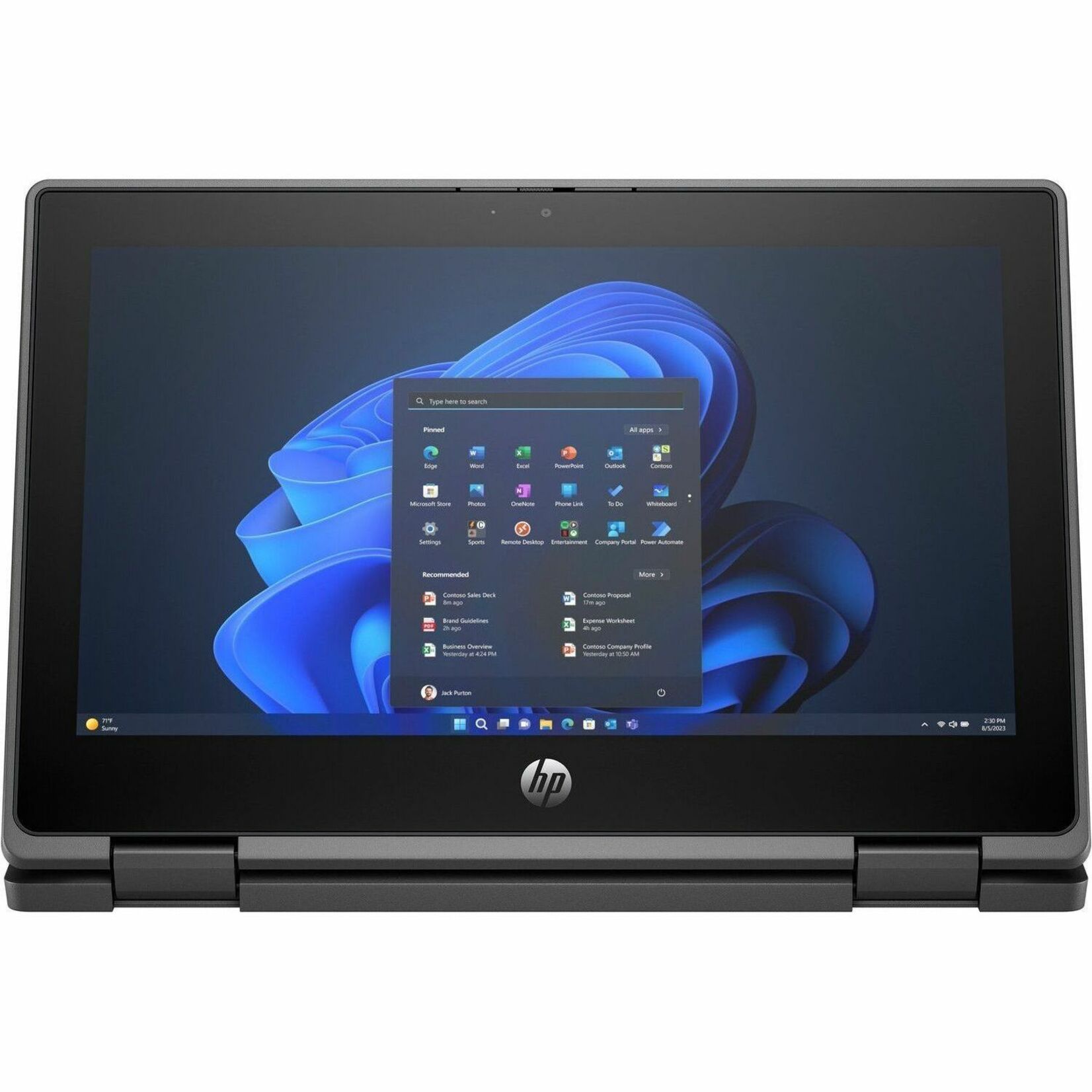 HP Fortis Flip G1i 11.6" Touchscreen Convertible 2 in 1 Notebook - HD - Intel N-Series N250 - 4 GB - 128 GB Flash Memory - Jet Black - Smart Buy - Intel Chip - 1366 x 768 - Windows 11 Pro - Intel UHD Graphics - BrightView - Front Camera/Webcam - 10 Hours Battery Run Time - IEEE 802.11ax Wireless LAN Standard — alternate image2