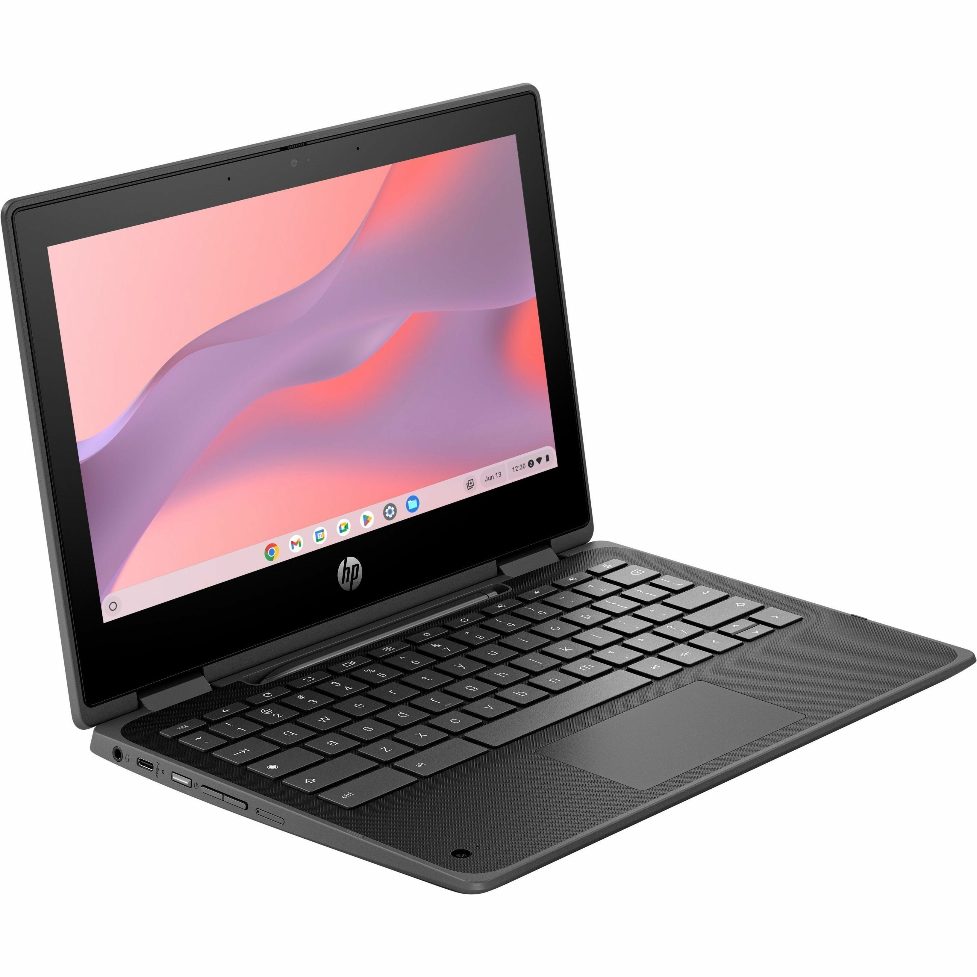 HP Fortis Flip G1i 11.6" Touchscreen Rugged Convertible 2 in 1 Chromebook - HD - Intel N-Series N250 - 8 GB - 128 GB Flash Memory - English Keyboard - Jet Black - Smart Buy - Intel Chip - 1366 x 768 - ChromeOS - Intel UHD Graphics - In-plane Switching (IPS) Technology, BrightView - Front Camera/Webcam - 13.56 Hours Battery Run Time - IEEE 802.11ax Wireless LAN Standard — alternate image1