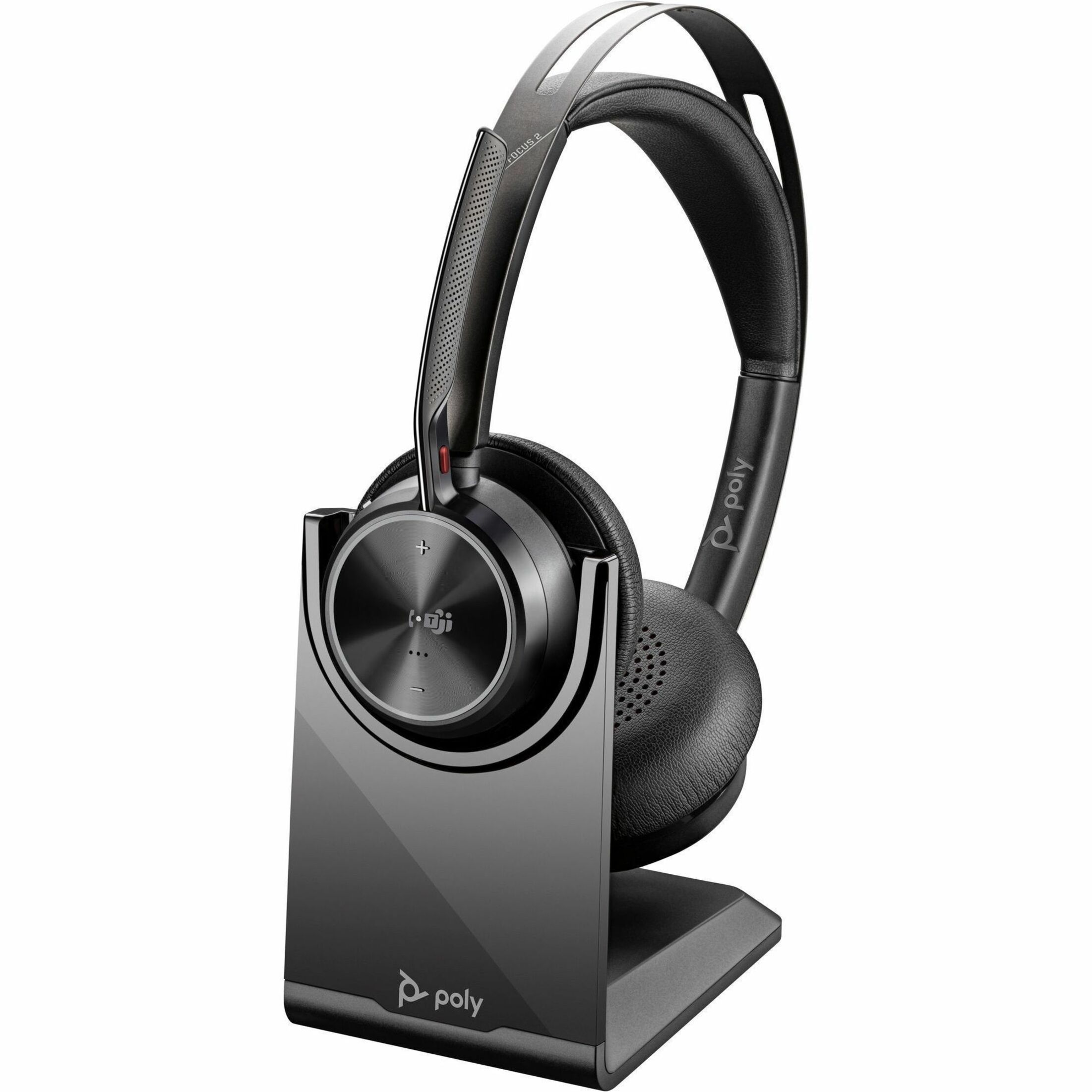Poly Voyager Focus 2-M USB-C-C Headset USB-C/A Adapter Charging Stand - Siri, Google Assistant - Stereo - Wired/Wireless - Bluetooth - 164 ft - 20 Hz to 20 kHz - On-ear, Over-the-head - Binaural - Supra-aural - Noise Cancelling, Discreet Microphone - Black — alternate image2