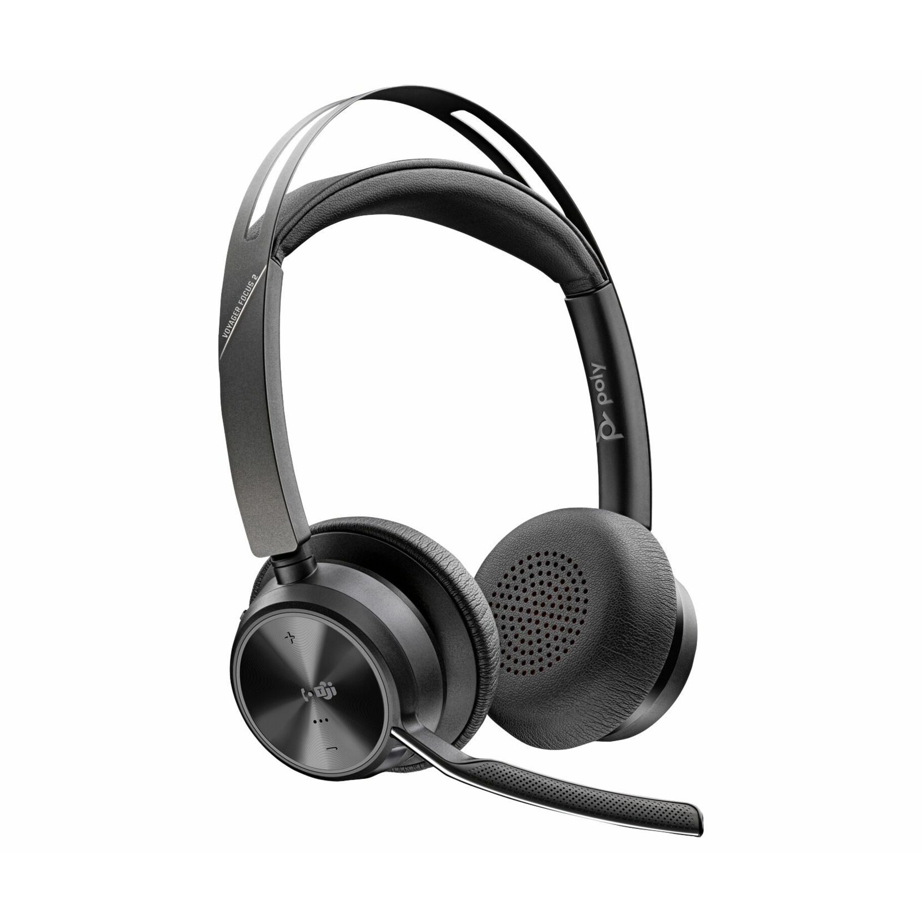 Poly Voyager Focus 2-M USB-C-C Headset USB-C/A Adapter Charging Stand - Siri, Google Assistant - Stereo - Wired/Wireless - Bluetooth - 164 ft - 20 Hz to 20 kHz - On-ear, Over-the-head - Binaural - Supra-aural - Noise Cancelling, Discreet Microphone - Black