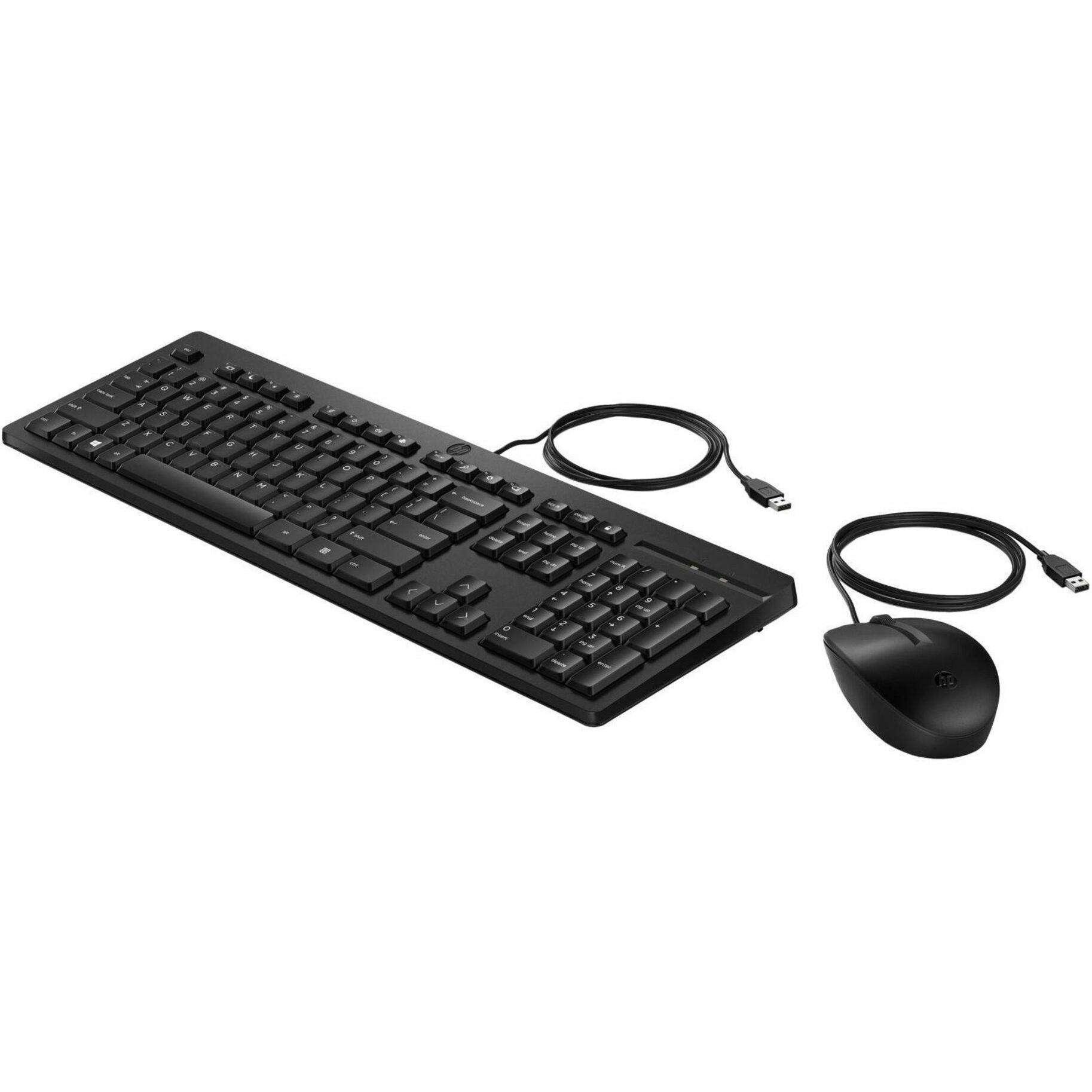 HP 225 Wired Mouse and Keyboard Combo (AX2Y7AA) - USB Type A Plunger Cable Keyboard - French (Canada) - Black - USB Type A Cable Mouse - Red Tracking - 1200 dpi - 3 Button - Scroll Wheel - Black - CoPilot Hot Key(s) - Compatible with PC — alternate image1