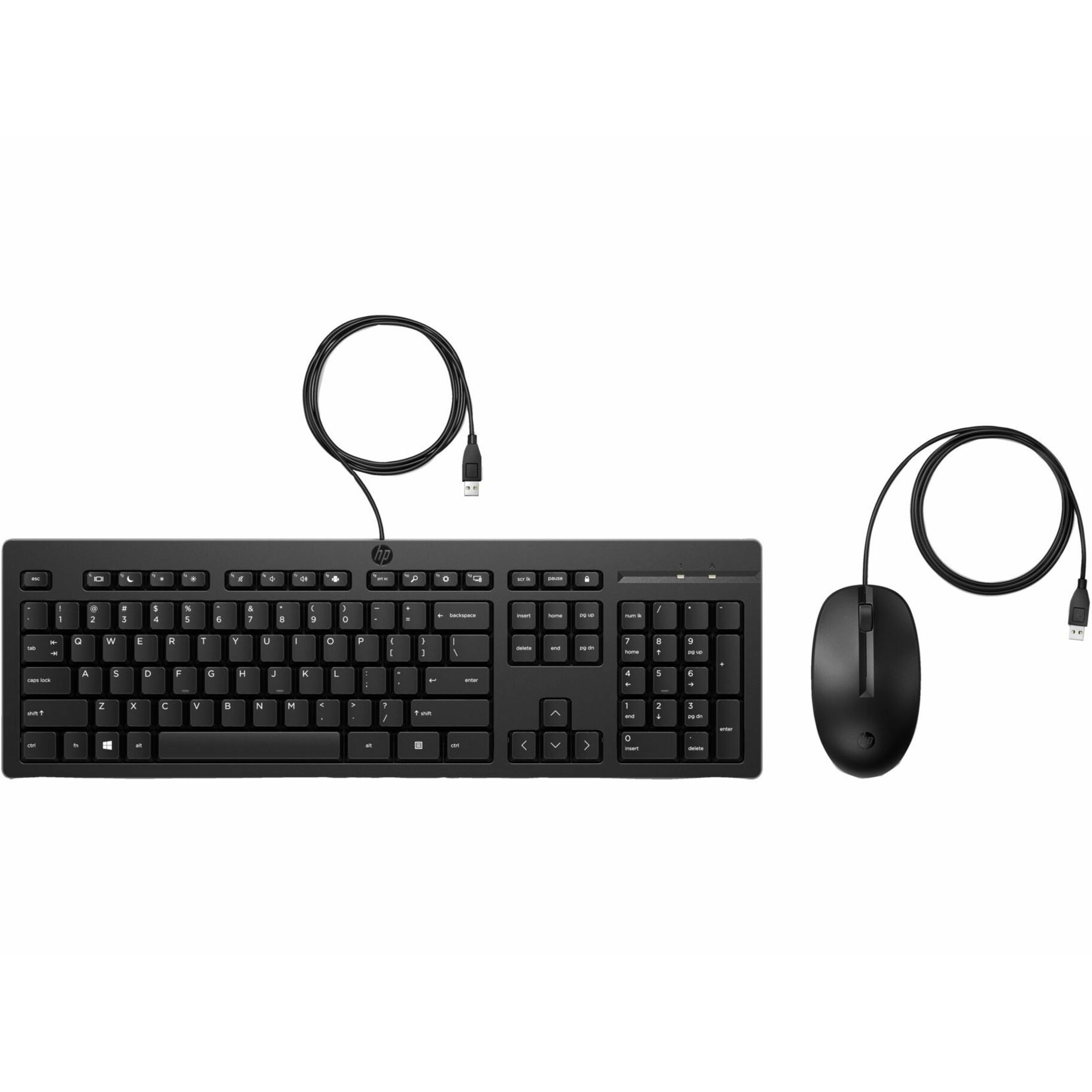 HP 225 Wired Mouse and Keyboard Combo (AX2Y7AA) - USB Type A Plunger Cable Keyboard - French (Canada) - Black - USB Type A Cable Mouse - Red Tracking - 1200 dpi - 3 Button - Scroll Wheel - Black - CoPilot Hot Key(s) - Compatible with PC