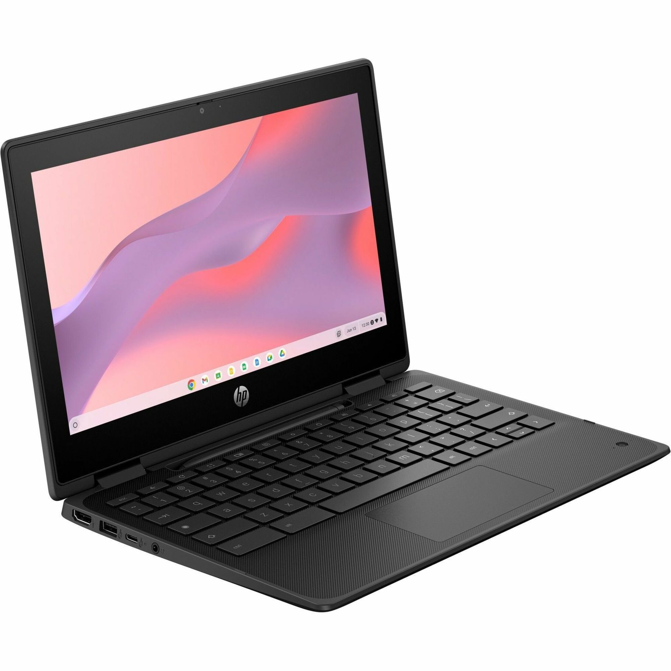 HP Fortis Flip G1m 11.6" Touchscreen Convertible 2 in 1 Chromebook - HD - 60 Hz - Octa-core (ARM Cortex A76 + Cortex A55) - 4 GB - 32 GB Flash Memory - English, French Keyboard - Jet Black - MediaTek Kompanio 520 Chip - 1366 x 768 - ChromeOS - ARM Mali G52 MC2 2EE - BrightView - Front Camera/Webcam - 16 Hours Battery Run Time - IEEE 802.11ax Wireless LAN Standard — alternate image1