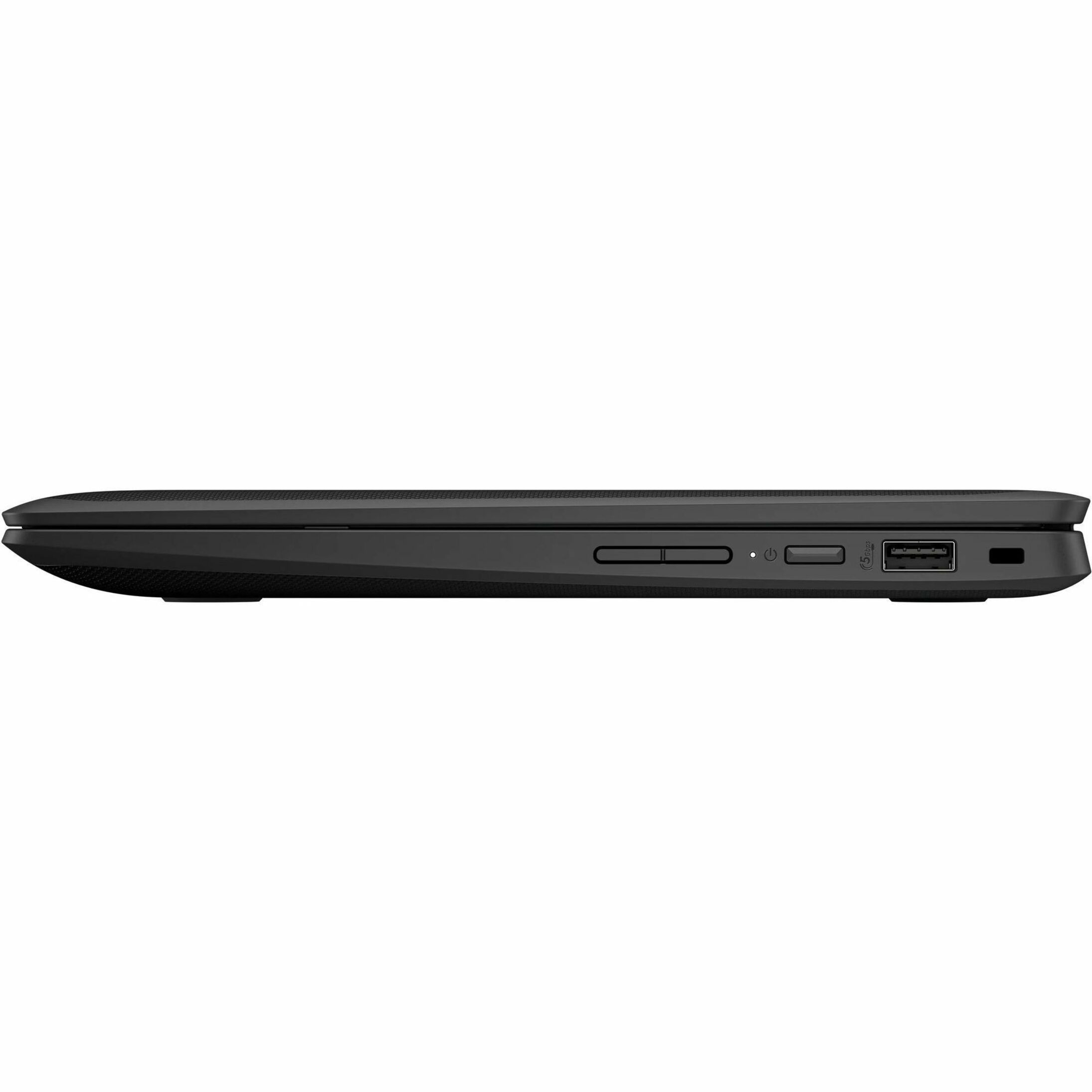 HP Fortis Flip G1m 11.6" Touchscreen Convertible 2 in 1 Chromebook - HD - 60 Hz - Octa-core (ARM Cortex A76 + Cortex A55) - 4 GB - 32 GB Flash Memory - English, French Keyboard - Jet Black - MediaTek Kompanio 520 Chip - 1366 x 768 - ChromeOS - ARM Mali G52 MC2 2EE - BrightView - Front Camera/Webcam - 16 Hours Battery Run Time - IEEE 802.11ax Wireless LAN Standard — left