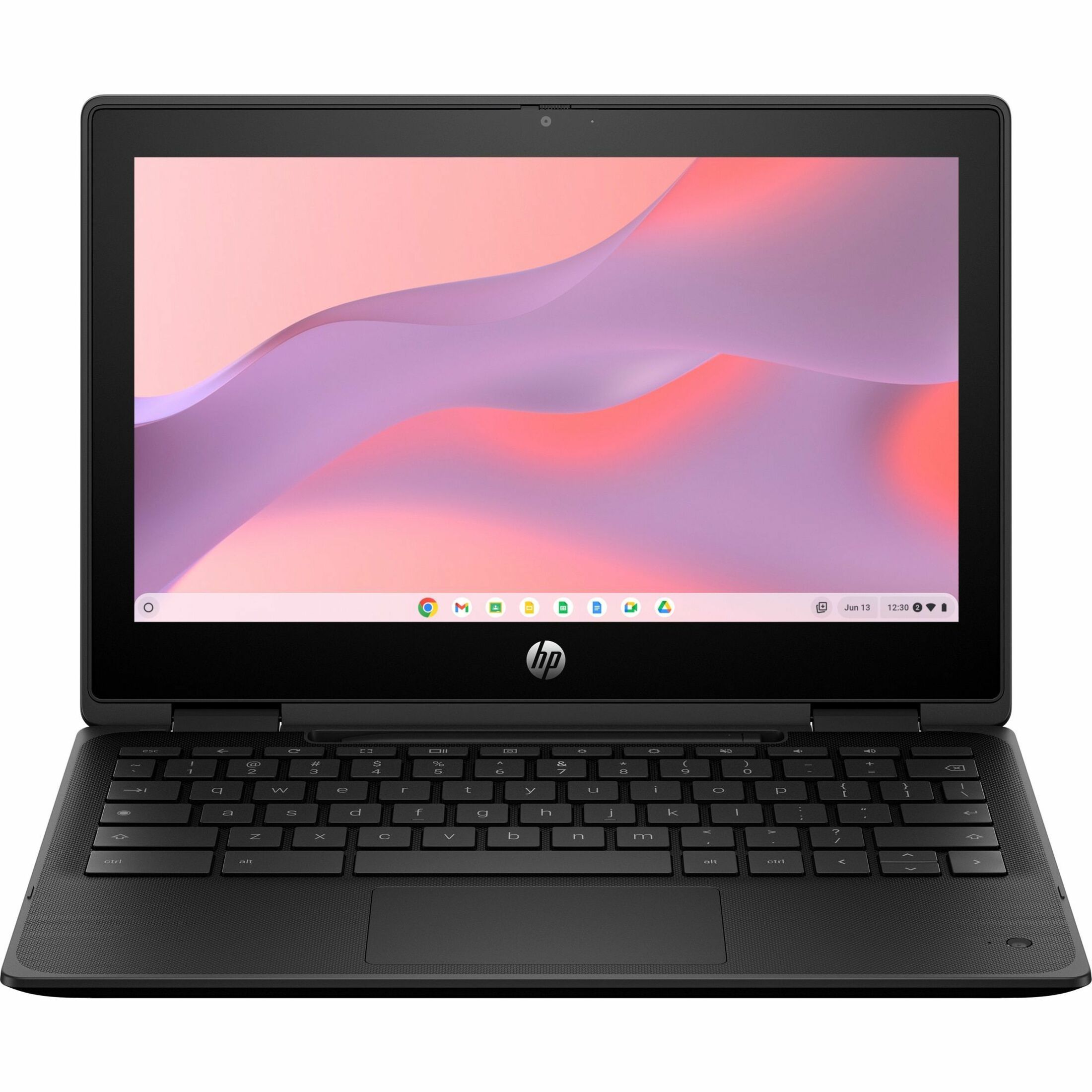 HP Fortis Flip G1m 11.6" Touchscreen Convertible 2 in 1 Chromebook - HD - 60 Hz - Octa-core (ARM Cortex A76 + Cortex A55) - 4 GB - 32 GB Flash Memory - English, French Keyboard - Jet Black - MediaTek Kompanio 520 Chip - 1366 x 768 - ChromeOS - ARM Mali G52 MC2 2EE - BrightView - Front Camera/Webcam - 16 Hours Battery Run Time - IEEE 802.11ax Wireless LAN Standard