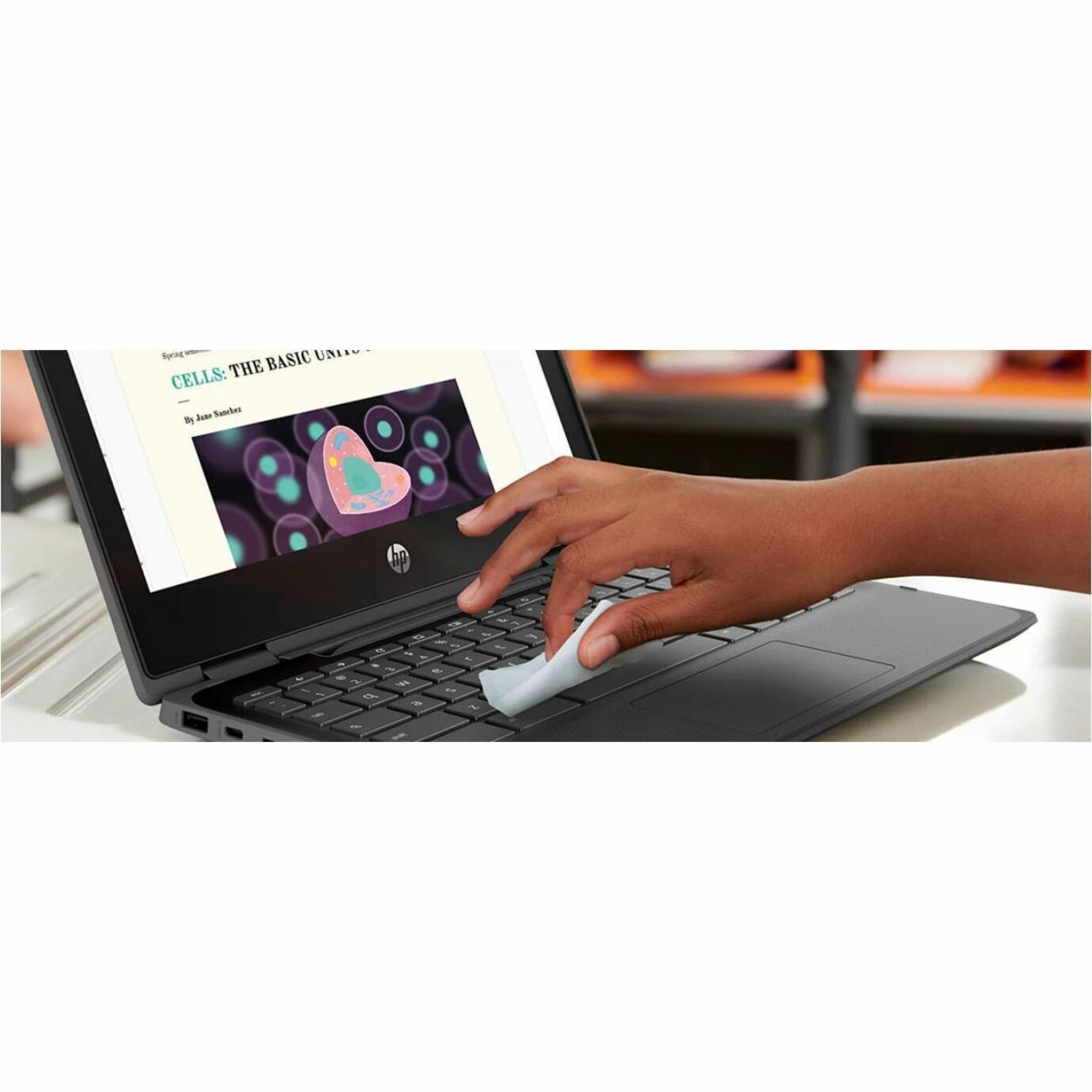 HP Fortis G1i 11.6" Touchscreen Rugged Chromebook - HD - 60 Hz - Intel N-Series N150 - 4 GB - 32 GB Flash Memory - English, French Keyboard - Jet Black - Intel Chip - 1366 x 768 - ChromeOS - Intel UHD Graphics - In-plane Switching (IPS) Technology - Front Camera/Webcam - 11.32 Hours Battery Run Time - IEEE 802.11ax Wireless LAN Standard — alternate image5