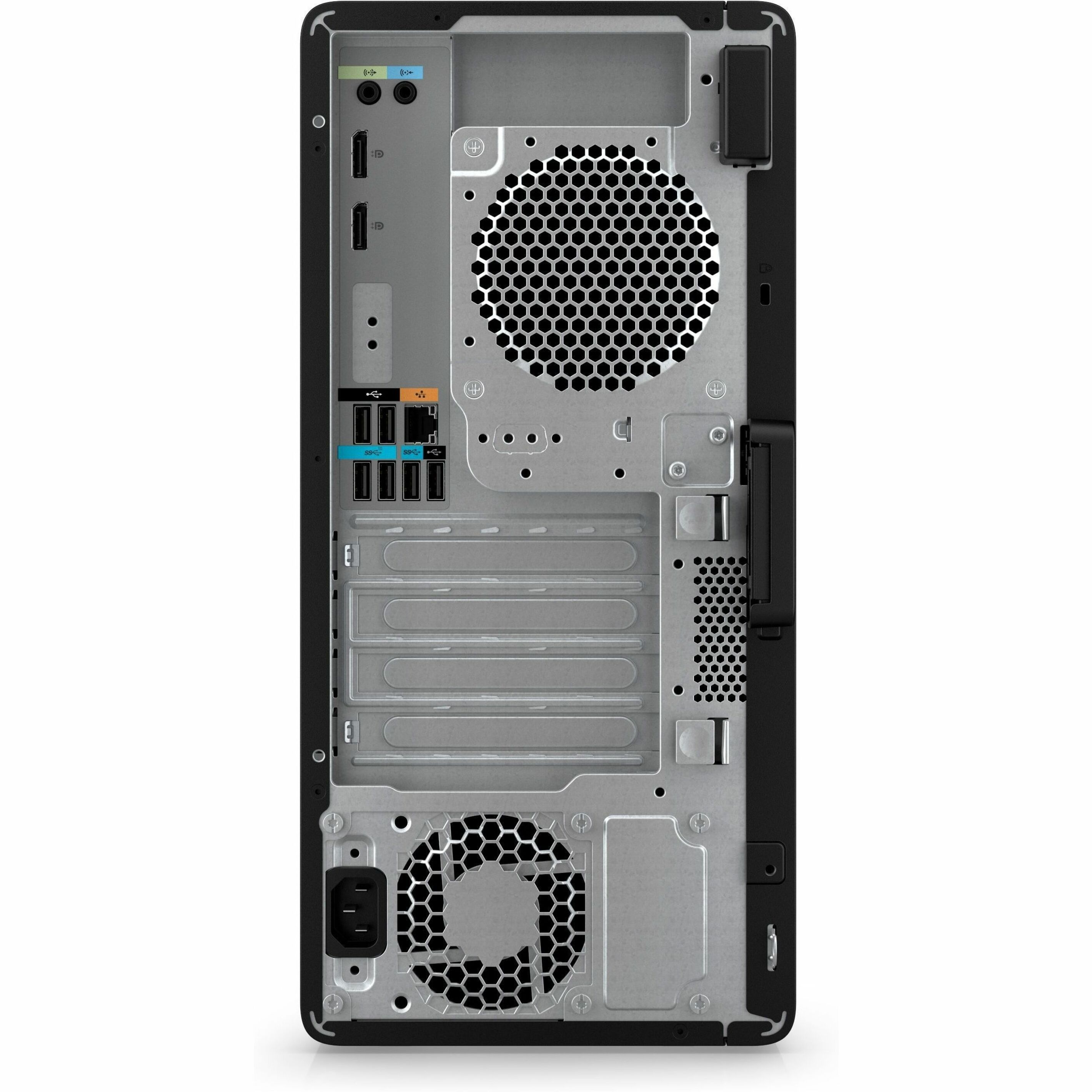 HP Z2 G9 Workstation - 1 x Intel Core i7 14th Gen i7-14700 - 32 GB - Tower - Black - Intel W680 Chip - Serial ATA/600, NVMe Controller - 0, 1 RAID Levels - Gigabit Ethernet — rear