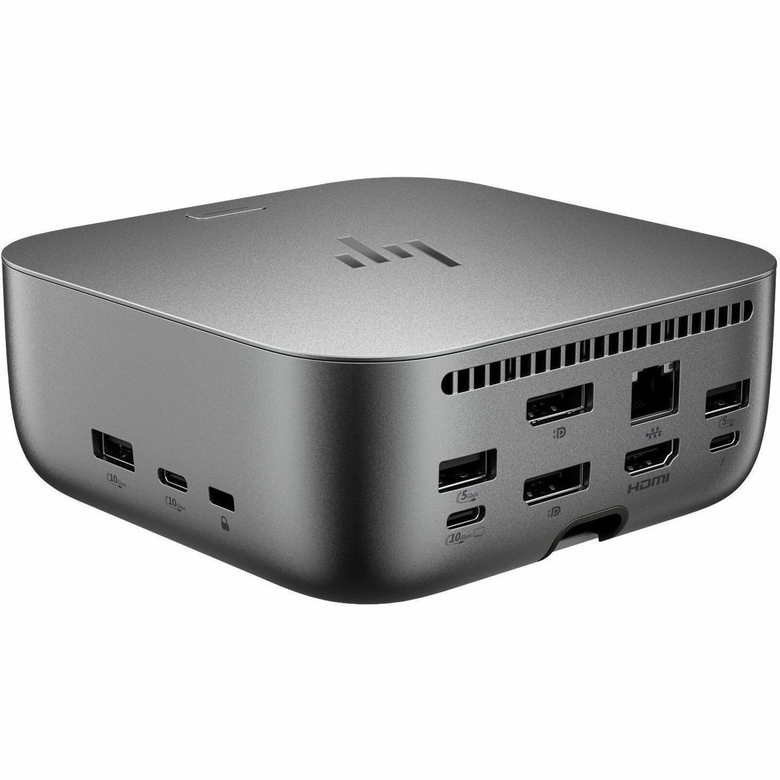 HP Thunderbolt 4 Ultra 180W G6 Dock - for Desktop PC, Notebook - Charging Capability - 230 W - Thunderbolt 4 - 4 Displays Supported - 8 x USB Ports - 5 x USB Type-A Ports - USB Type-A - 3 x USB Type-C Ports - USB Type-C - 1 x RJ-45 Ports - Network (RJ-45) - 1 x HDMI Ports - HDMI - 2 x DisplayPorts - DisplayPort - Thunderbolt - 1 x Thunderbolt 4 Ports - Wired - 2.5 Gigabit Ethernet - Windows 10, Windows 11, macOS, Linux, ThinPro, ChromeOS - 180W — rear