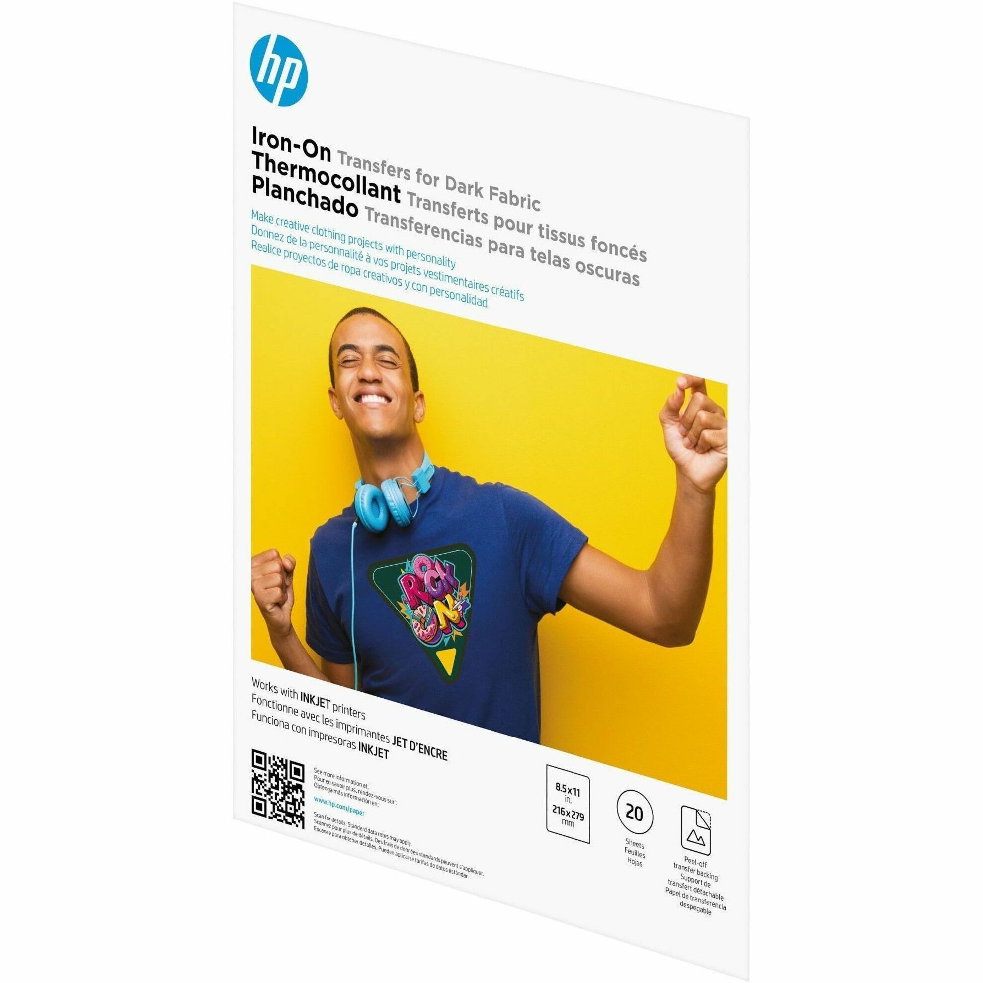 HP Iron-On Transfers for Dark Fabric 8.5 x 11 in. (216 x 279 mm) 20 sheets