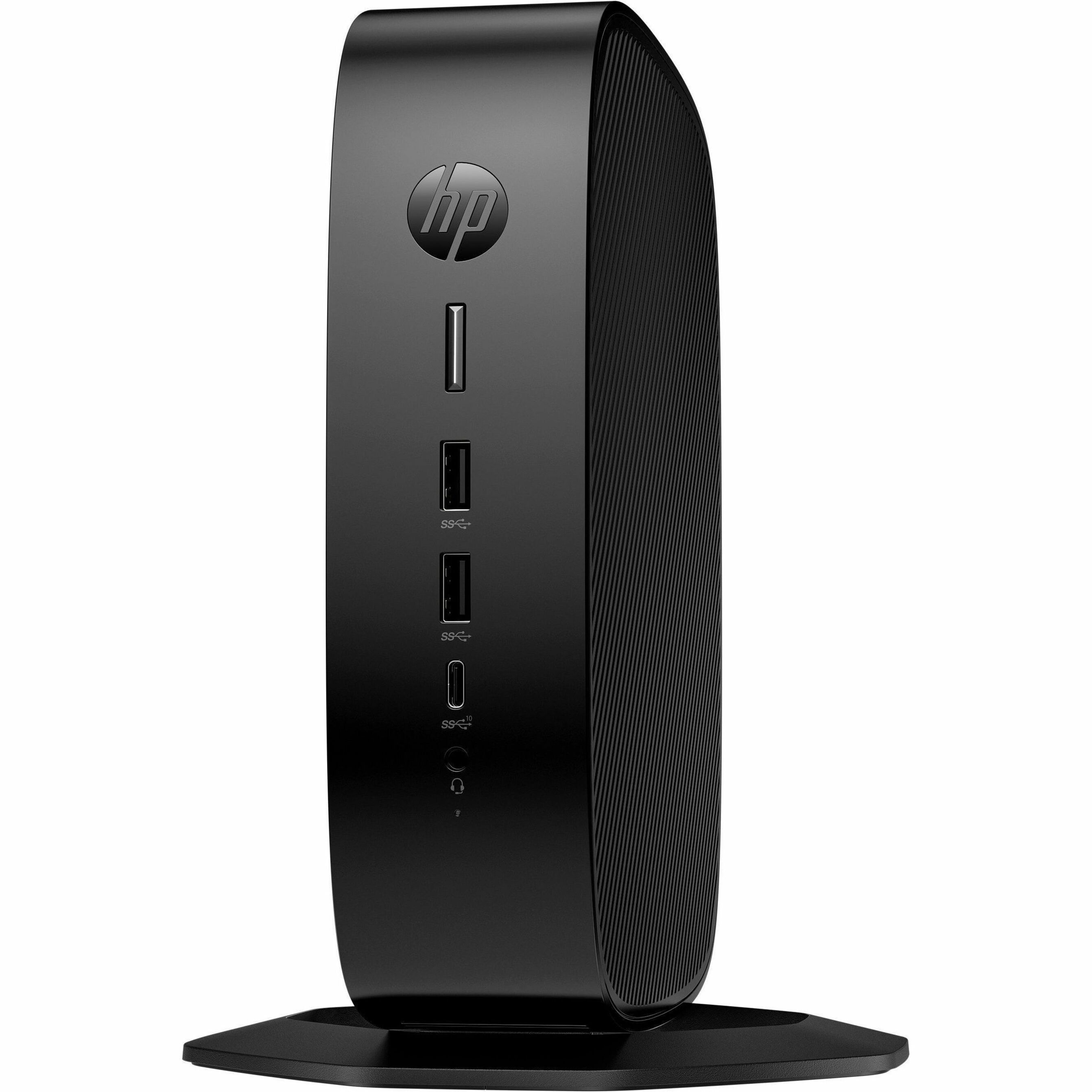 HP Elite t755 Thin Client - AMD Ryzen Embedded V2546 Hexa-core (6 Core) 3 GHz - TAA Compliant - AMD Chip - 16 GB RAM DDR4 SDRAM - 256 GB SSD - Gigabit Ethernet - HP ThinPro - DisplayPort - Network (RJ-45) - 7 Total USB Port(s) - 2 USB 2.0 Port(s) - USB Type-C - 90 W — left