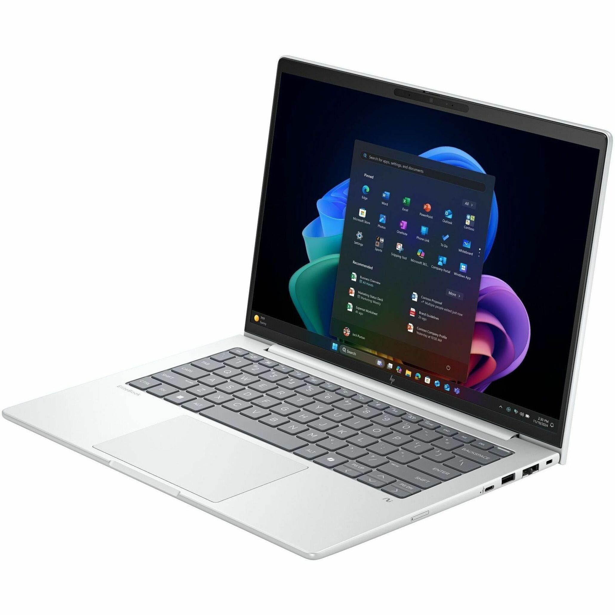 HP EliteBook 8 G1i 14" Touchscreen Notebook - WUXGA - 60 Hz - Intel Core Ultra 7 258V - 32 GB - 512 GB SSD - English, French Keyboard - Glacier Silver Aluminum - Intel Chip - 1920 x 1200 - Windows 11 Pro - Intel Arc Graphics - In-plane Switching (IPS) Technology - Front Camera/Webcam - IEEE 802.11be Wireless LAN Standard — alternate image1