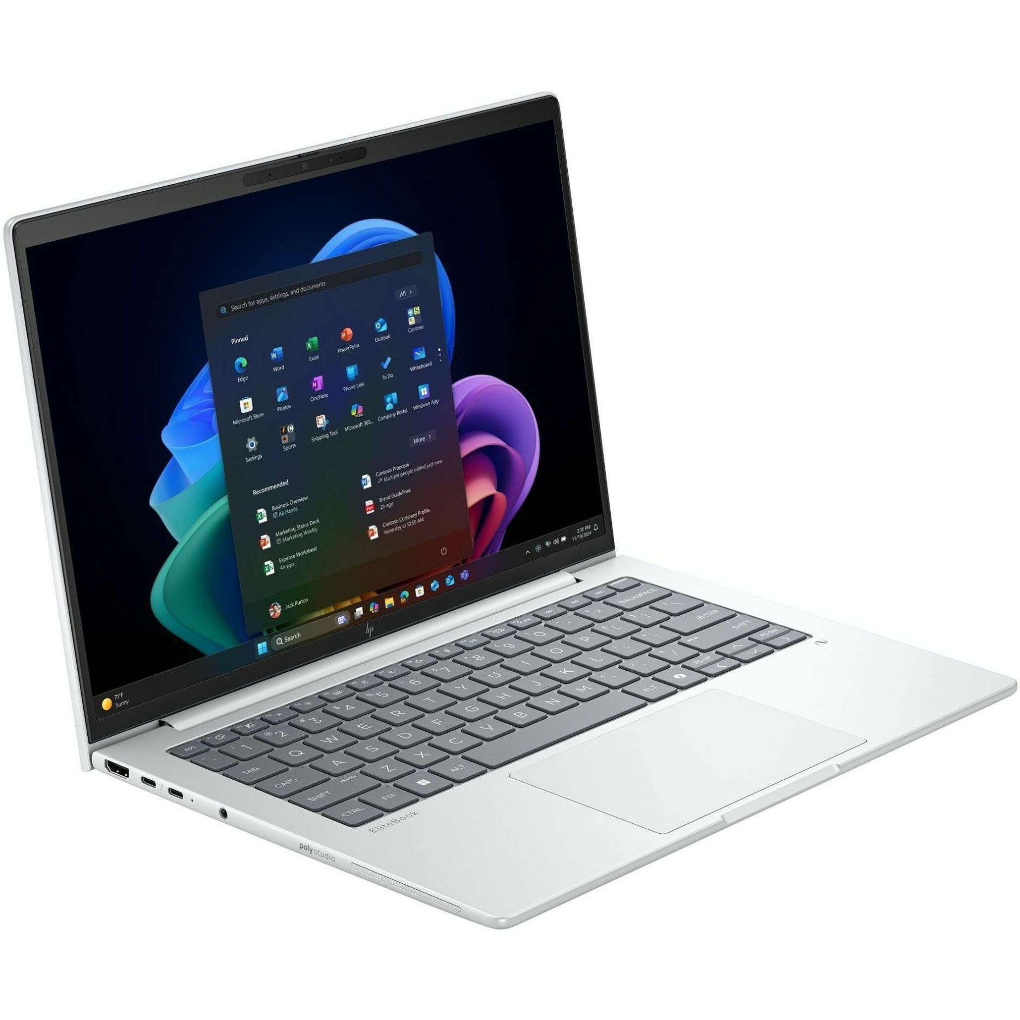 HP EliteBook 8 G1i 14" Touchscreen Notebook - WUXGA - 60 Hz - Intel Core Ultra 7 258V - 32 GB - 512 GB SSD - English, French Keyboard - Glacier Silver Aluminum - Intel Chip - 1920 x 1200 - Windows 11 Pro - Intel Arc Graphics - In-plane Switching (IPS) Technology - Front Camera/Webcam - IEEE 802.11be Wireless LAN Standard — alternate image4