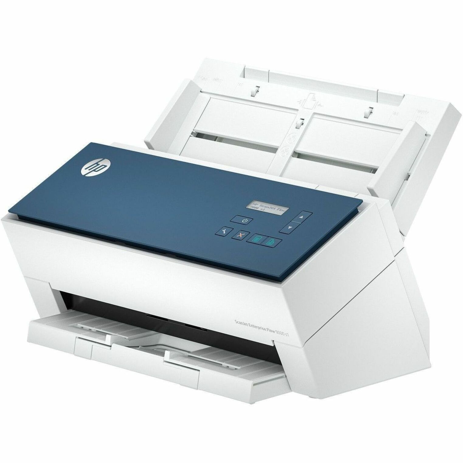 HP Scanjet Enterprise Flow 9000 s1 Sheetfed Scanner - 600 x 600 dpi Optical - 24-bit Color - 48-bit Grayscale - Grayscale Scan - Duplex Scanning - Cut Sheet Paper, Laser Paper, Pre-punched Paper, Cheques, Business Card, Carbonless Form, Stapled Media - USB — left