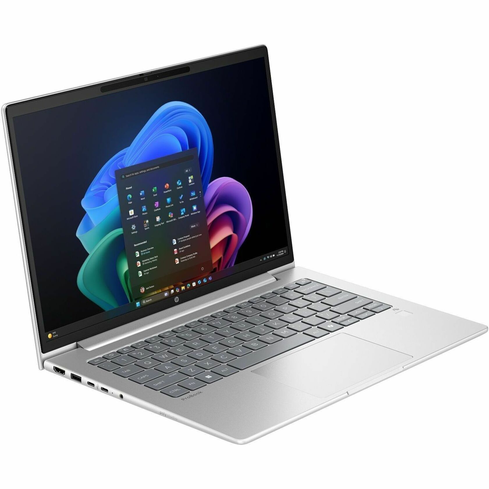 HP ProBook 4 G1q 14" Copilot+ PC Notebook - WUXGA - 60 Hz - Qualcomm Snapdragon X X1-26-100 - 16 GB - 512 GB PCIe NVMe SSD - English Keyboard - Pike Silver - Qualcomm Chip - 1920 x 1200 - Windows 11 Pro - Qualcomm Adreno - In-plane Switching (IPS) Technology - Front Camera/Webcam - IEEE 802.11ax Wireless LAN Standard — right