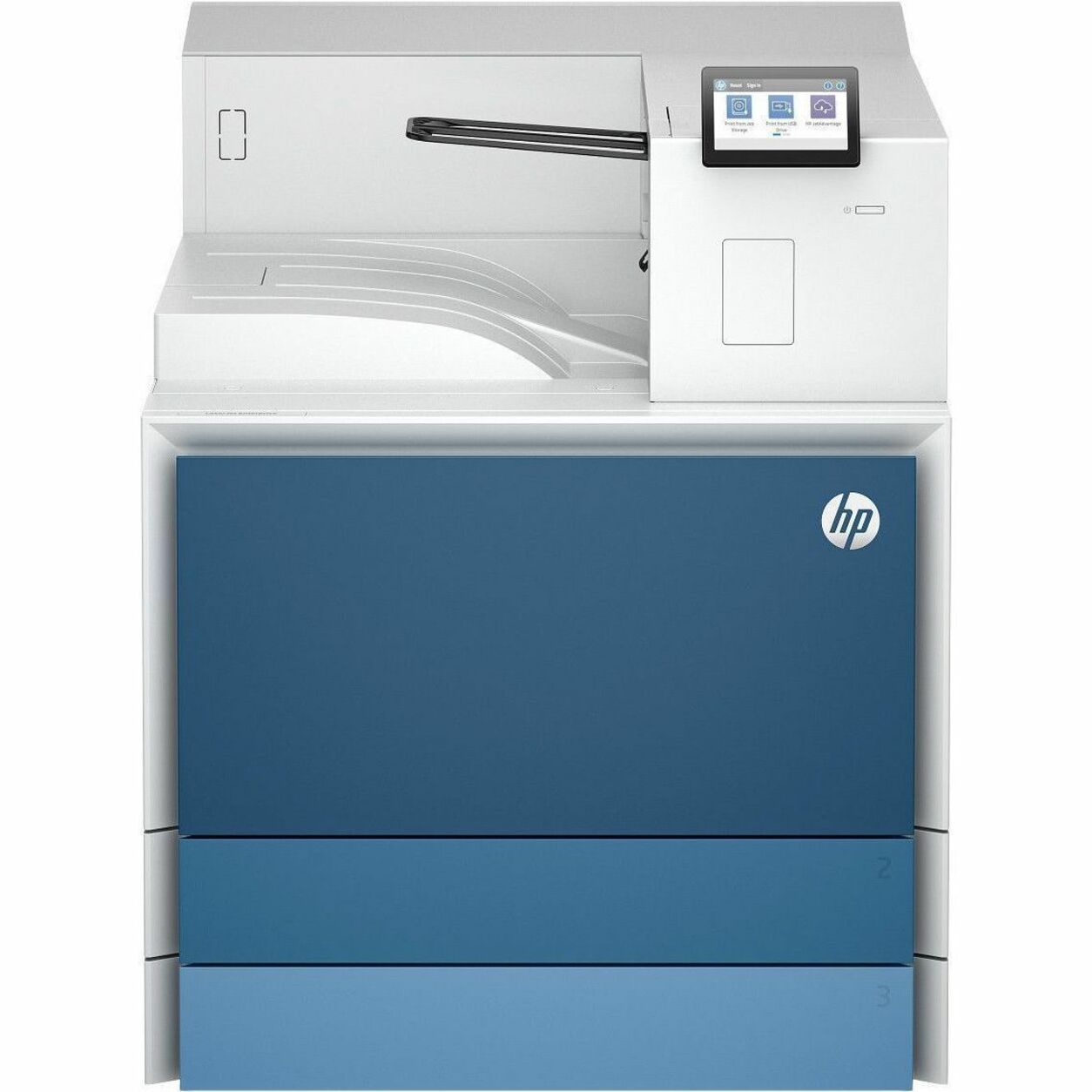 HP LaserJet Enterprise 8501dn Wired/Wireless Laser Printer - Monochrome - 70 ppm Mono - 1200 x 1200 dpi Print - Automatic Duplex Print - 2180 Sheets Input - Ethernet - Apple AirPrint, Mopria, Wi-Fi Direct - 250000 Pages Duty Cycle - Plain Paper Print - Gigabit Ethernet - USB — front