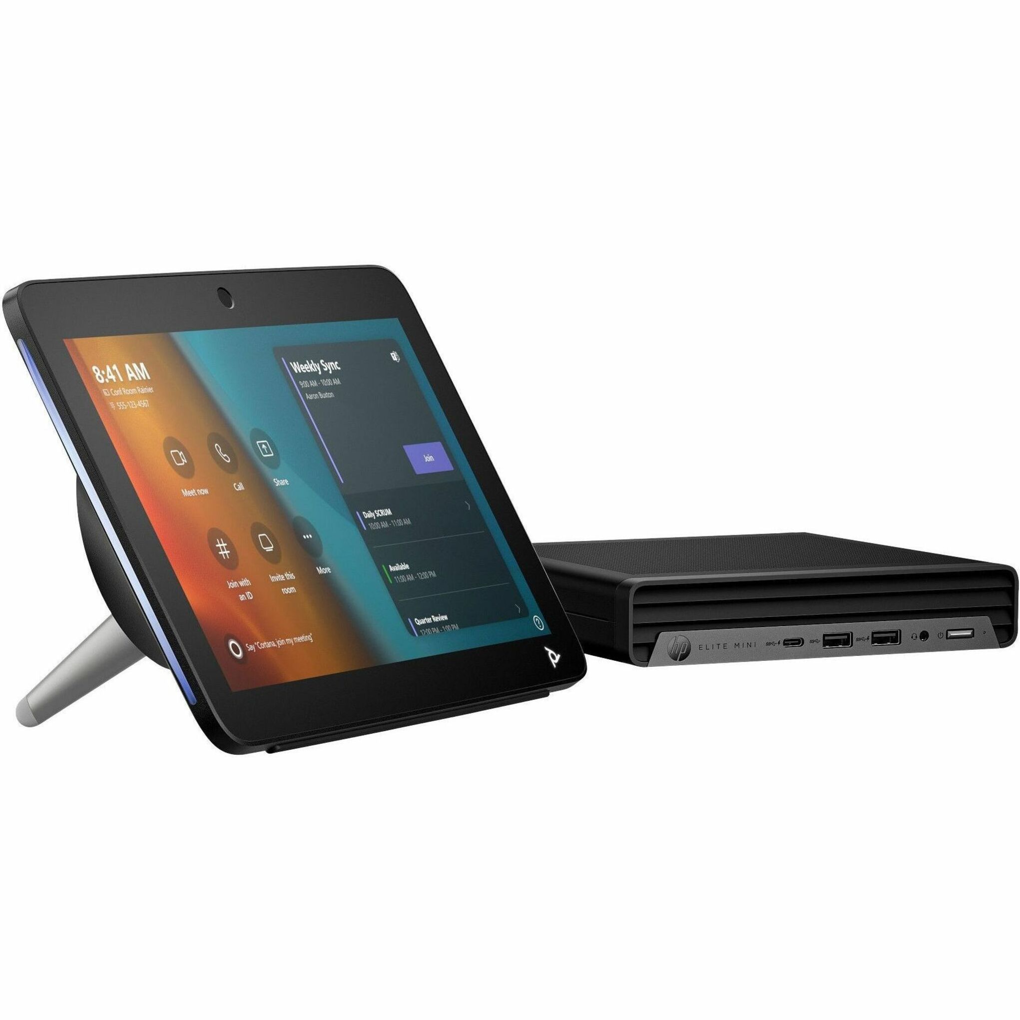 HP Mini IP Conference PC with Microsoft Team Rooms - For Video Conferencing, Audio Conferencing, Meeting Space, Collaboration Space - 1 x Network (RJ-45) - 1 x HDMI In - USB - Wireless LAN - Wall Mountable, Under Table, Tabletop — alternate image1