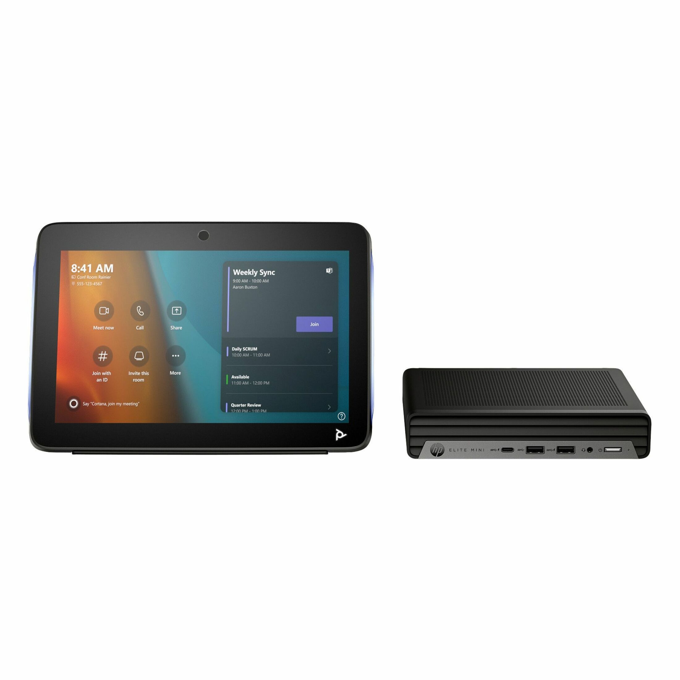 HP Mini IP Conference PC with Microsoft Team Rooms - For Video Conferencing, Audio Conferencing, Meeting Space, Collaboration Space - 1 x Network (RJ-45) - 1 x HDMI In - USB - Wireless LAN - Wall Mountable, Under Table, Tabletop
