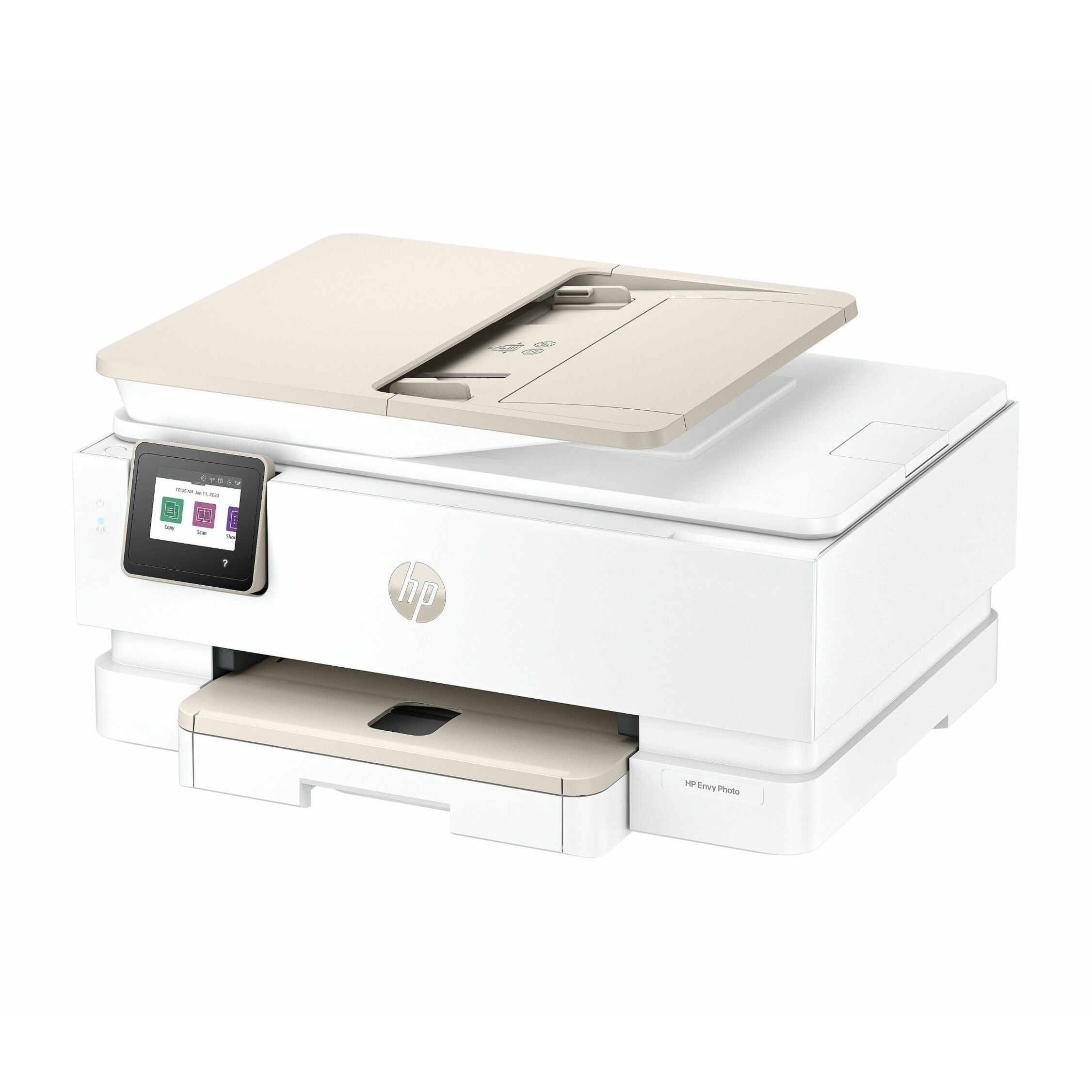 HP ENVY Photo 7975 Wired & Wireless Inkjet Multifunction Printer - Color - White/Light Portobello - Copier/Printer/Scanner - 15 ppm Mono/10 ppm Color Print - 4800 x 1200 dpi Print - Flatbed/ADF Scanner - Wireless LAN - USB - For Plain Paper Print - 1
