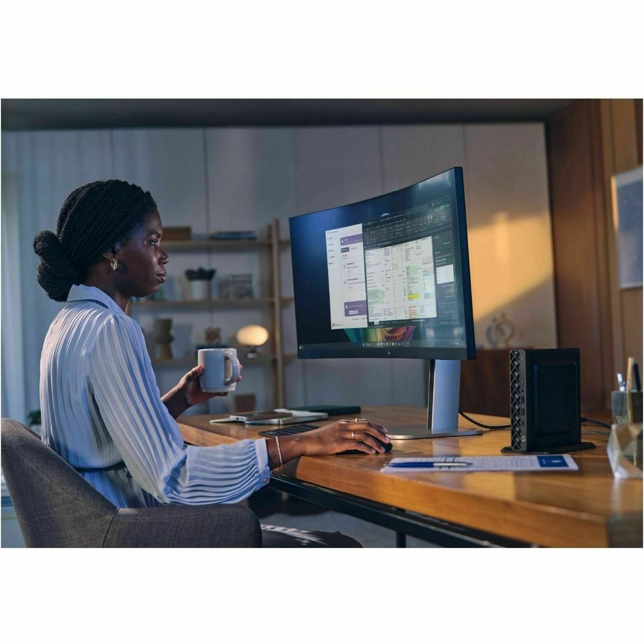 HP EliteDesk 8 G1a Desktop Computer - AMD Ryzen AI 7 350 - 32 GB - 512 GB SSD - Mini PC - Jack Black - AMD Chip - Windows 11 Pro - AMD Radeon 860M Graphics DDR5 SDRAM - French Keyboard - IEEE 802.11be Wireless LAN - 90 W — alternate image1