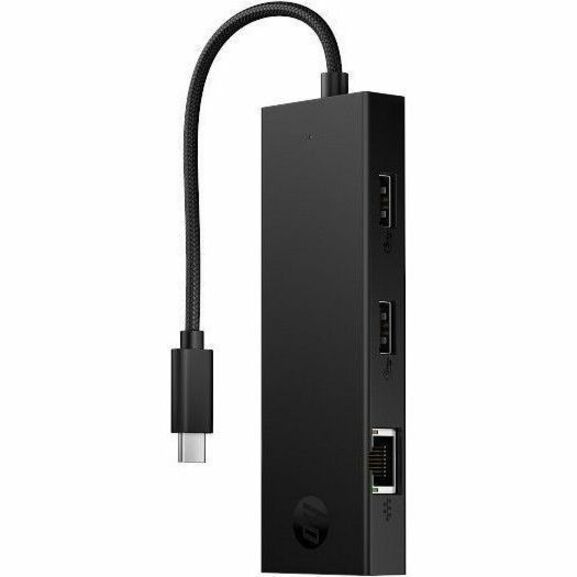 HP Portable USB-C Hub - for Smartphone, Keyboard, Microphone, Digital Pen, Headset, Smartwatch, Notebook, Mobile Workstation - Charging Capability - USB Type C - 3 x USB Ports - 2 x USB Type-A Ports - USB Type-A - 1 x USB Type-C Ports - USB Type-C - 1 x RJ-45 Ports - Network (RJ-45) - DisplayPort - Wired - Gigabit Ethernet - Windows, macOS, ChromeOS, iOS, Linux, Android, Windows 10, Windows 11, iPadOS - Portable — alternate image2