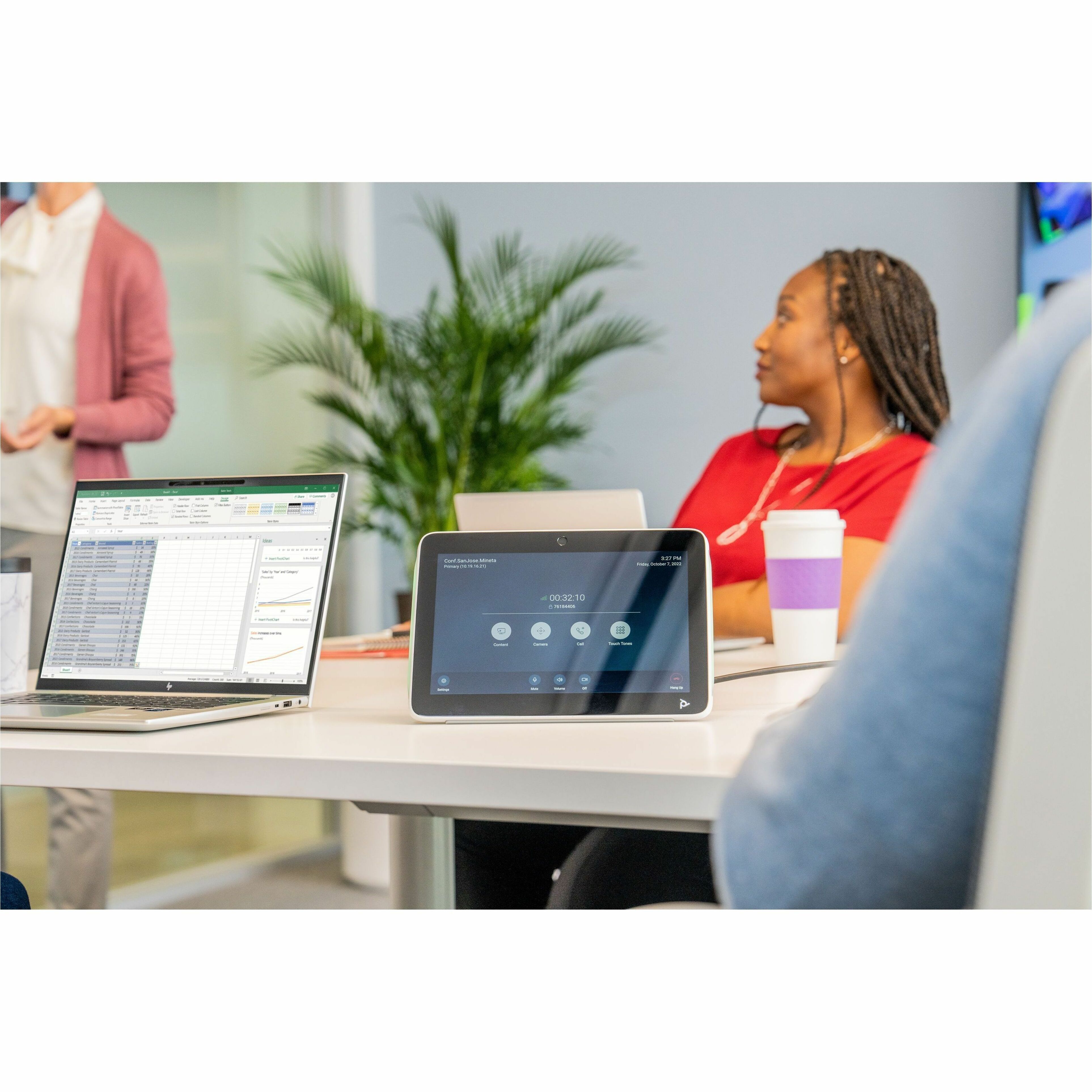Poly TC10 Black Touch Controller GSA/TAA - For Video Conferencing, Meeting Space, Audio Conferencing - 1 x Network (RJ-45) - Wall Mountable, Tabletop, Standalone - TAA Compliant — alternate image1