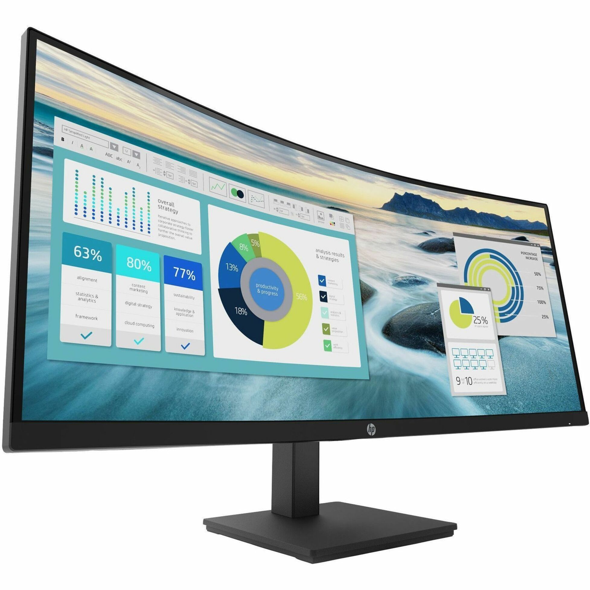 HP P34hc G4 34" Class WQHD Curved Screen LED Monitor
