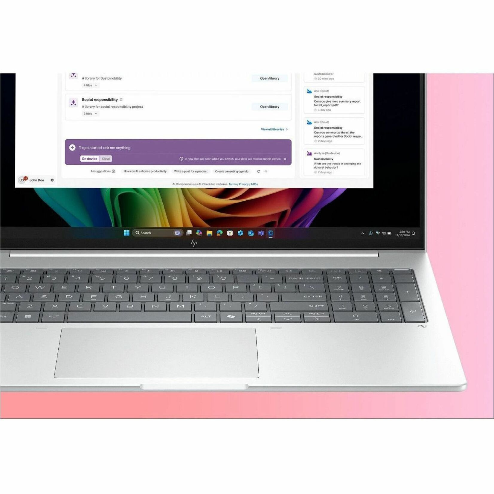 HP EliteBook 8 G1i 16" Notebook - Intel Core Ultra 7 2nd Gen 265H - 32 GB - 256 GB SSD - Intel Chip - Intel - Front Camera/Webcam — alternate image5
