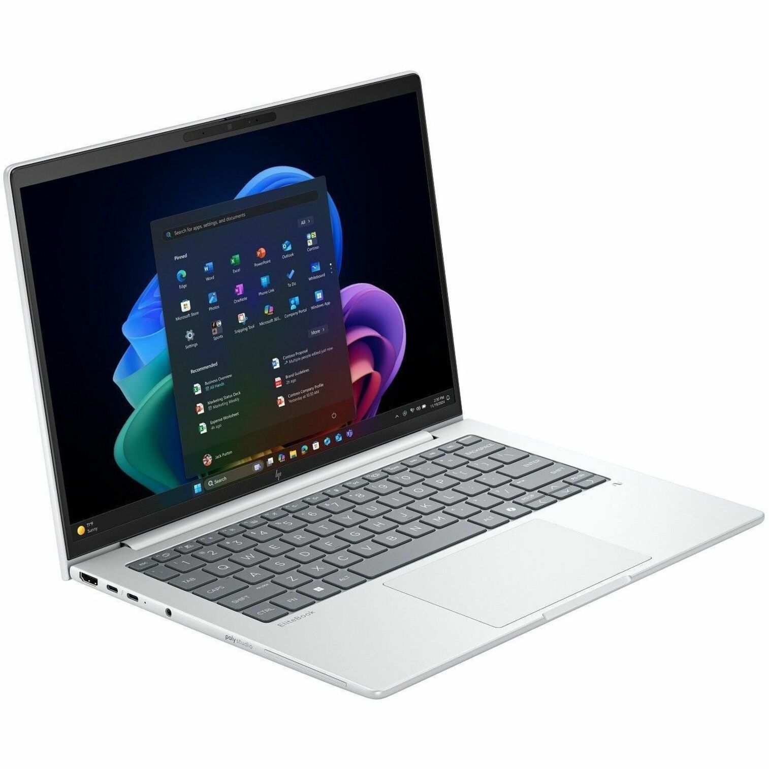 HP EliteBook 8 G1i 14" Notebook - WUXGA - Intel Core Ultra 7 265U - vPro Technology - 32 GB - 512 GB SSD - English Keyboard - Glacier Silver Aluminum - Intel Chip - 1920 x 1200 - Windows 11 Pro - Intel - In-plane Switching (IPS) Technology - Front Camera/Webcam - IEEE 802.11be Wireless LAN Standard - Wi-Fi 7 — alternate image3