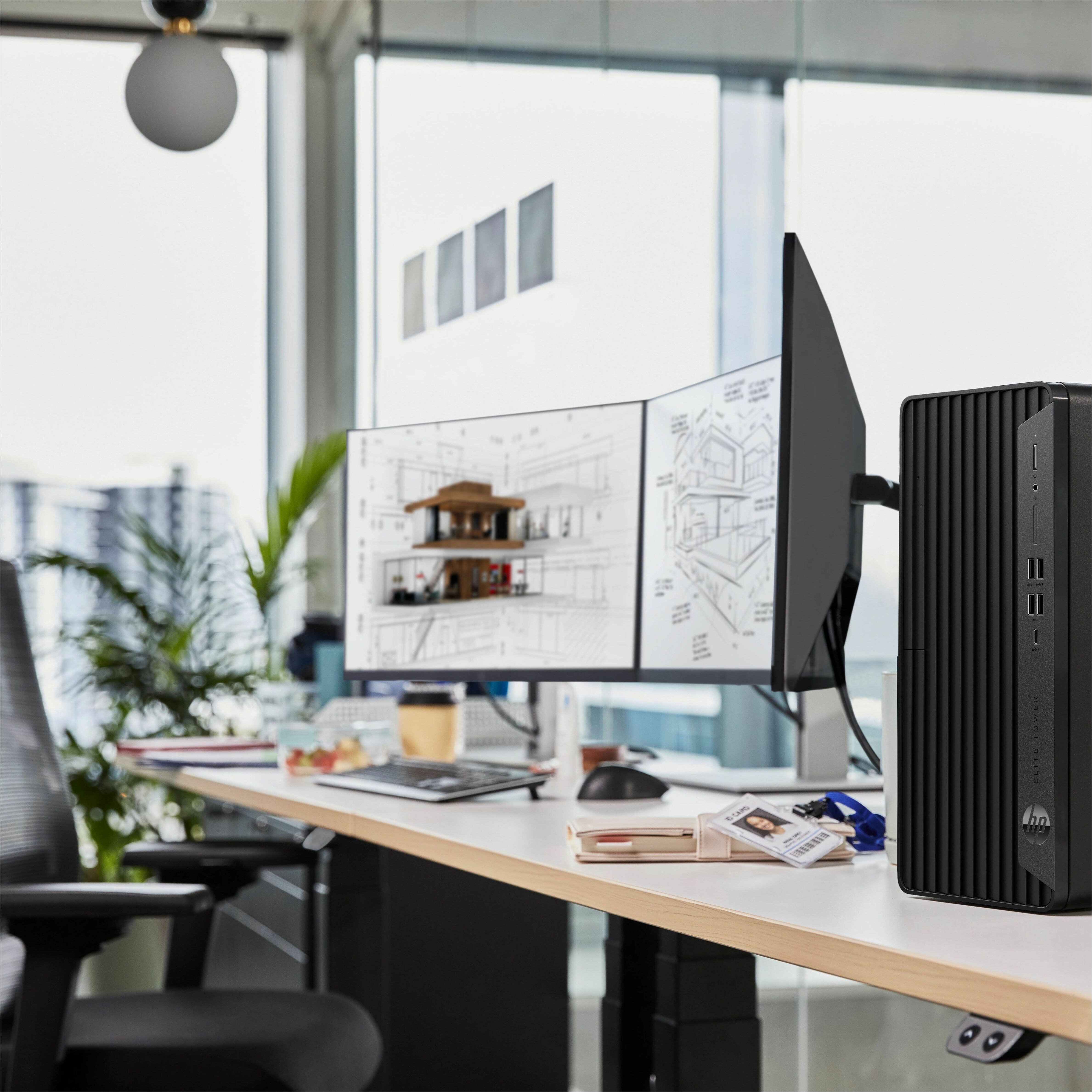 HP Elite 800 G9 Desktop Computer - Intel Core i3 14th Gen i3-14100 - 128 GB - 1 TB PCI Express NVMe SSD - Tower - Jack Black - Intel Q670 Chip - Windows 11 Pro - Intel UHD Graphics DDR5 SDRAM - 400 W — alternate image1
