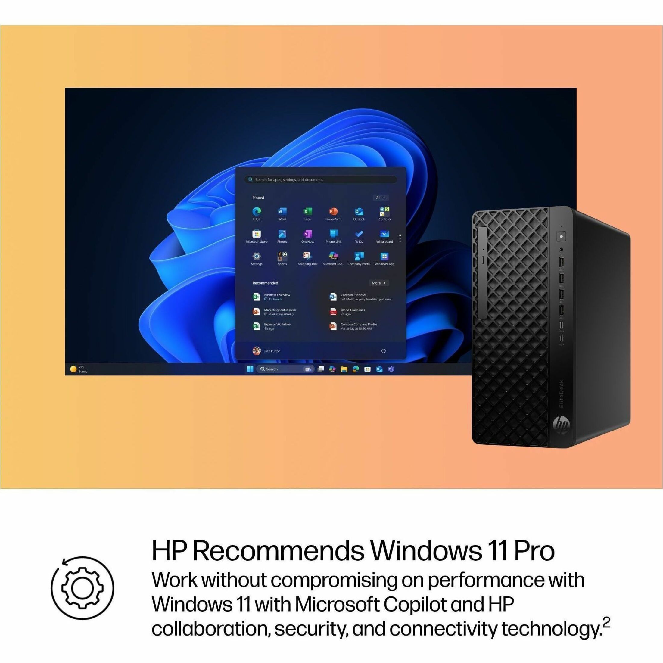 HP EliteDesk 8 G1i Desktop Computer - Intel Core Ultra 5 235 - vPro Technology - 16 GB - 512 GB PCI Express NVMe 4.0 x4 SSD - Tower - Jack Black - Intel Q870 Chip - Windows 11 Pro - Intel DDR5 SDRAM - English Keyboard - 280 W — alternate image2