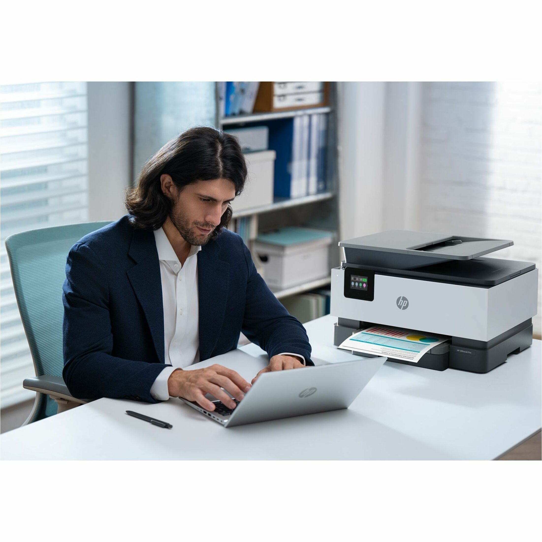 HP Officejet Pro 9125 Wired & Wireless Inkjet Multifunction Printer - Color - Cement - Copier/Fax/Printer/Scanner - 32 ppm Mono/18 ppm Color Print - 4800 x 1200 dpi Print - Automatic Duplex Print - Up to 25000 Pages Monthly - Color CIS, ADF Scanner - 1200 dpi Optical Scan - Color Fax - Ethernet - Wireless LAN - ChromeOS, Apple AirPrint, Wi-Fi Direct, Mopria - USB - For Plain Paper Print — alternate image5