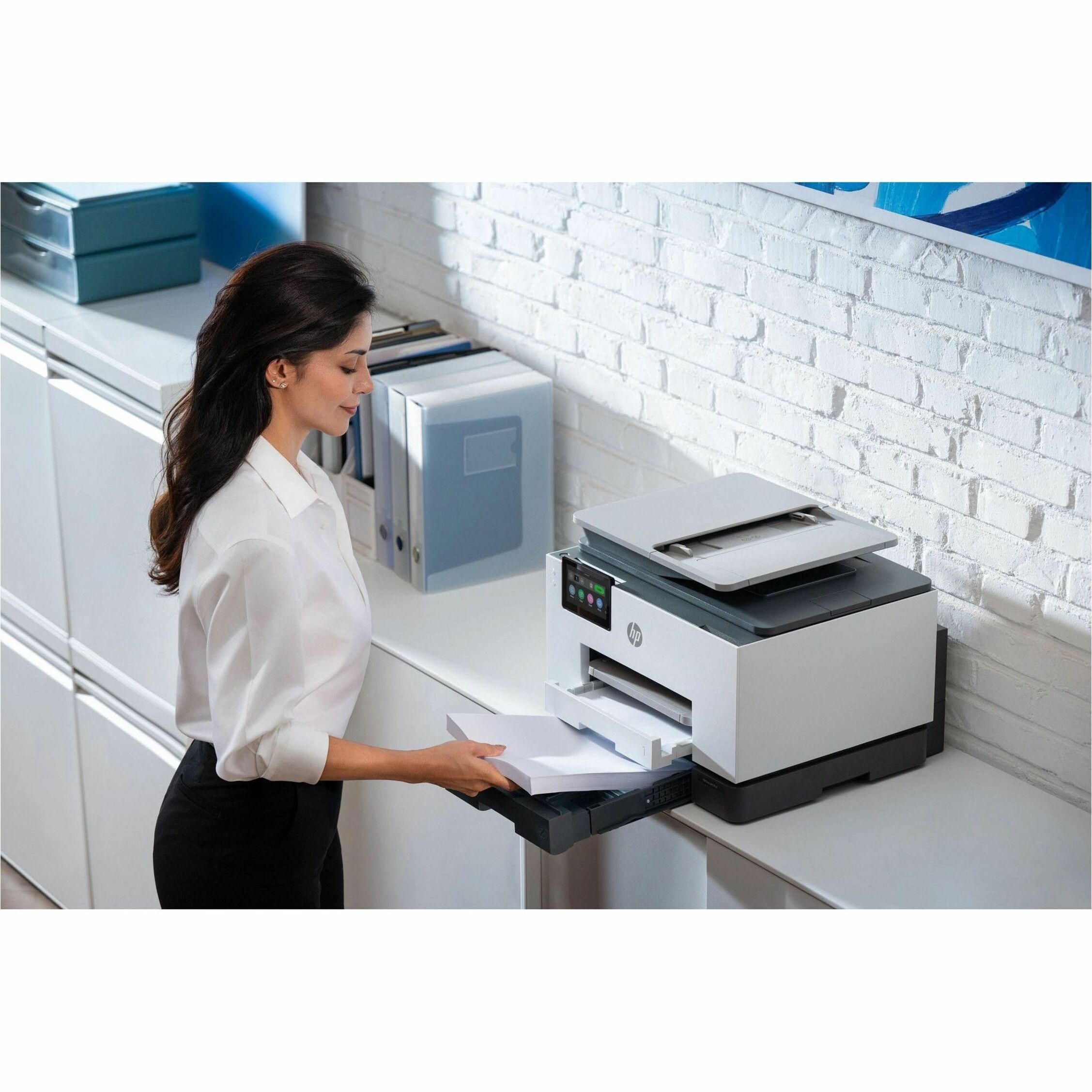 HP Officejet Pro 9135 Wired & Wireless Inkjet Multifunction Printer - Color - Cement - Copier/Fax/Printer/Scanner - 39 ppm Mono/39 ppm Color Print - 4800 x 1200 dpi Print - Automatic Duplex Print - Up to 30000 Pages Monthly - Color CIS, ADF Scanner - 1200 dpi Optical Scan - Color Fax - Ethernet - Wireless LAN - ChromeOS, Apple AirPrint, Wi-Fi Direct, Mopria - USB - For Plain Paper Print — alternate image2