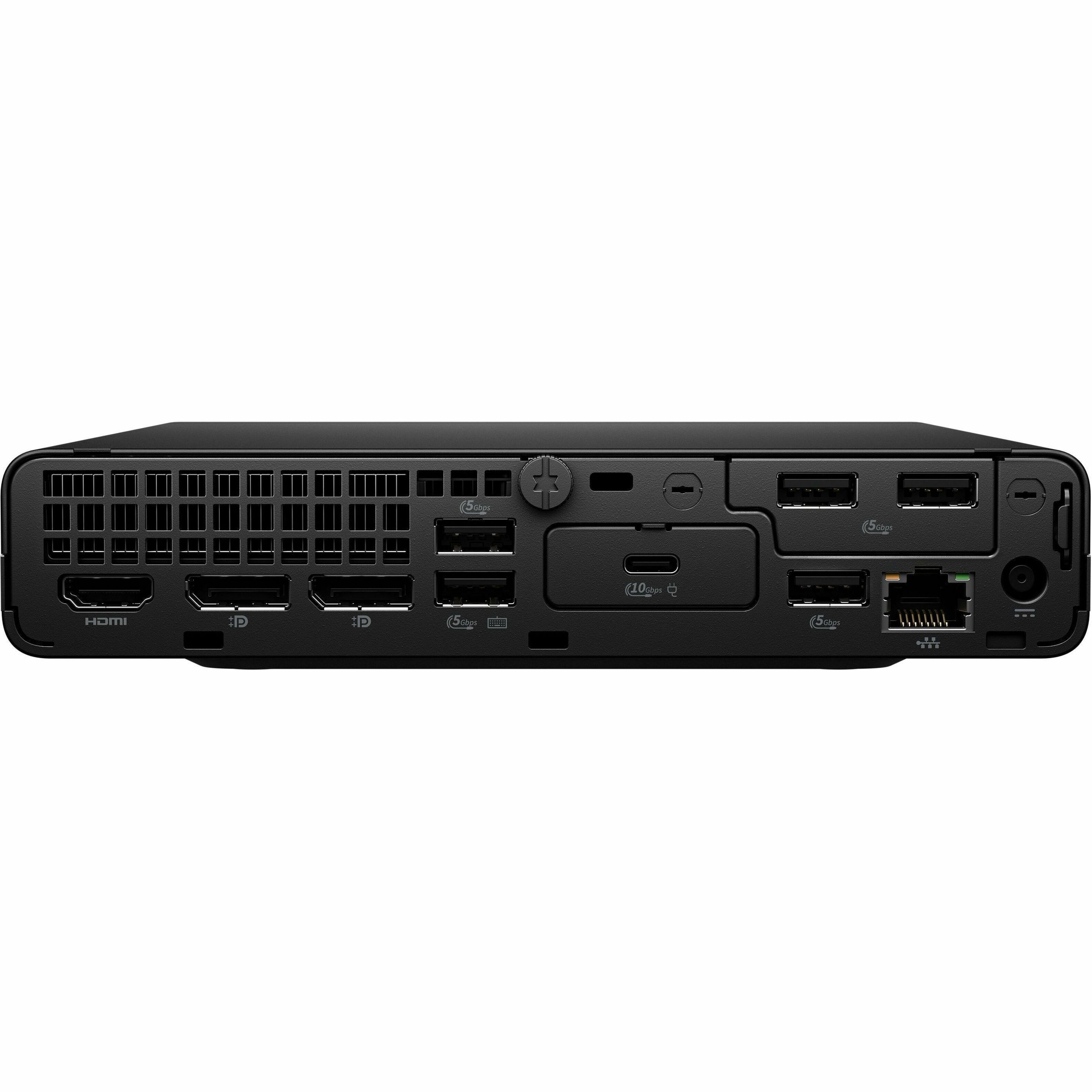 HP ProDesk 4 G1i Desktop Computer - Intel Core Ultra 5 235T - 64 GB - 1 TB PCI Express NVMe SSD - Mini PC - Jack Black - Intel Q870 Chip - Windows 11 Pro - Intel DDR5 SDRAM - Wi-Fi 6E (IEEE 802.11ax) - 90 W — rearmaximum