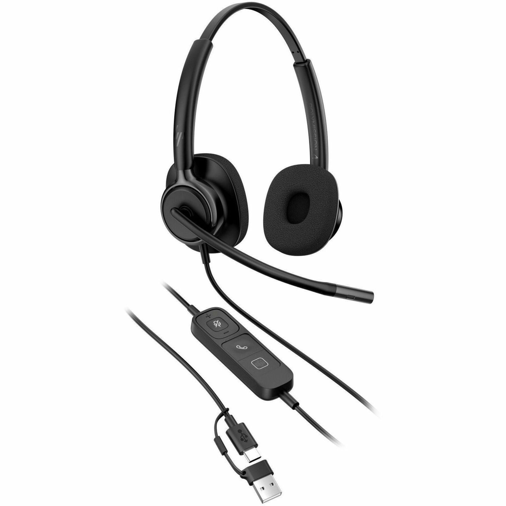 Poly Mission 425 Stereo USB Wired Headset Classic (C01B3AA) - Microsoft Teams Certification - Stereo - USB, USB Type A, USB Type C - Wired - Over-the-head, On-ear - Binaural - Supra-aural - 6.50 ft Cable - Noise Cancelling Microphone - Noise Canceling - Black — alternate image4