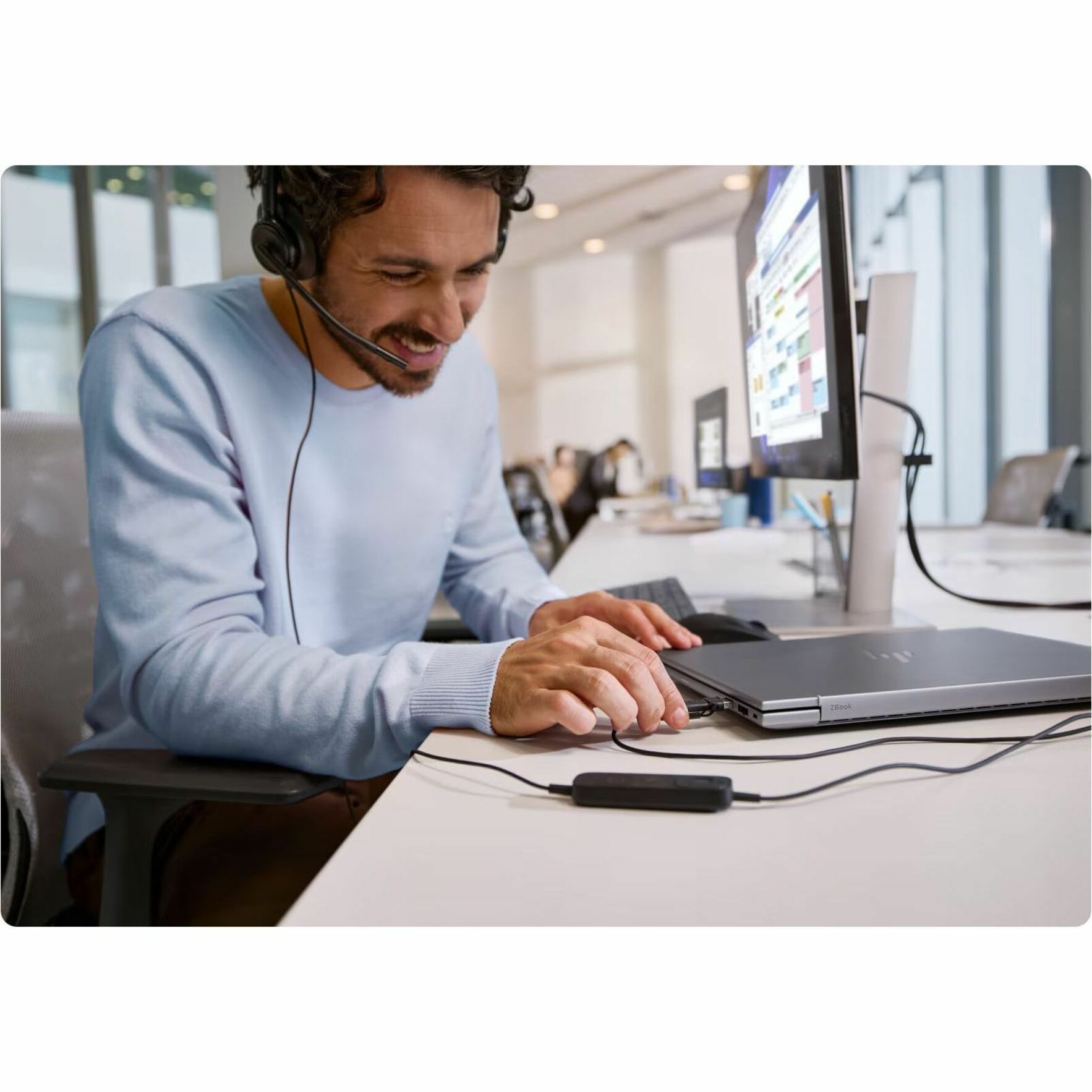 Poly Mission 625 Stereo USB Wired Headset (Bulk) (C01C6A6) - Microsoft Teams Certification - Stereo - USB, USB Type C, USB Type A - Wired - Over-the-head, On-ear - Binaural - Supra-aural - 6.56 ft Cable - Noise Cancelling, Noise Reduction Microphone - Noise Canceling - Black — alternate image1