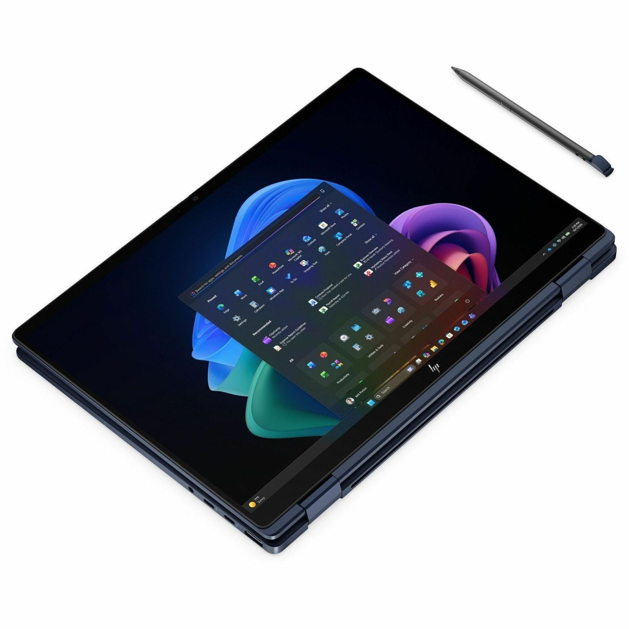 HP EliteBook X Flip G2i 14" Touchscreen Convertible Copilot+ PC 2 in 1 Notebook - 5G - 3K - 120 Hz - Intel Core Ultra X7 358H - 32 GB - 1 TB SSD - English Keyboard - Atmospheric Blue - Intel Chip - LTE, DC-HSPA+, HDPA+, UMTS - 2880 x 1800 - Windows 11 Pro - Intel - In-plane Switching (IPS) Technology - 20.75 Hours Battery Run Time - IEEE 802.11be Wireless LAN Standard - Wi-Fi 7 — alternate image1