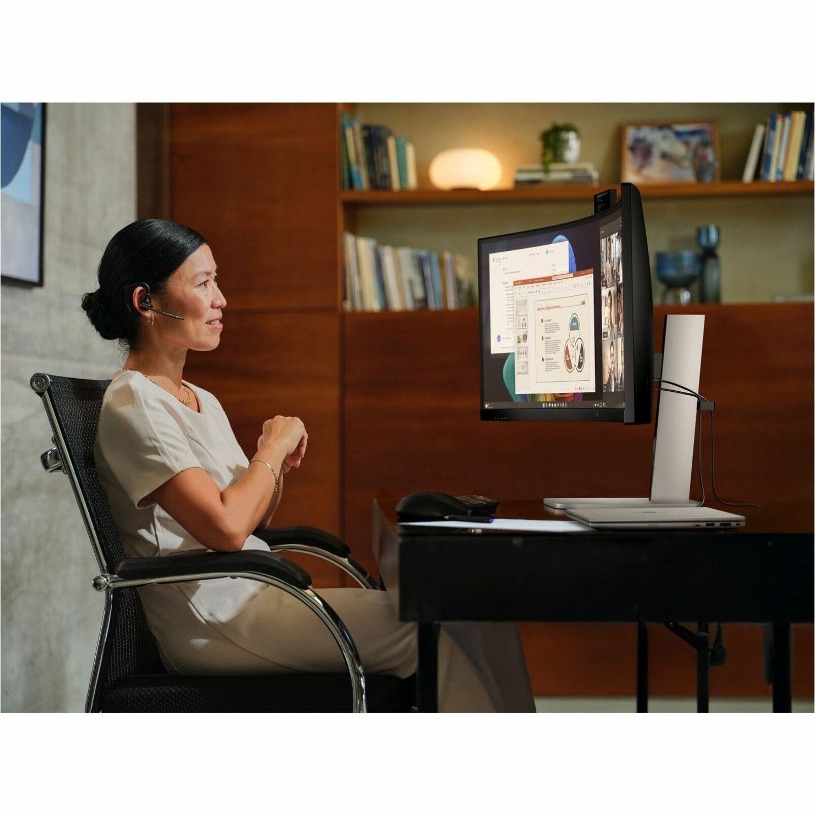 HP 549pm 49" Class Webcam Dual Quad HD (DQHD) Curved Screen LED Monitor - 32:9 - Black, Silver - 49" Viewable - Vertical Alignment (VA) - Edge LED Backlight - 5120 x 1440 - 400 Nit - 5 ms - 165 Hz Refresh Rate - Speakers - Swivel, Tilt, Height - USB Type-C - HDMI - DisplayPort - VESA Mount Compatible - USB Hub, KVM Switch — alternate image4