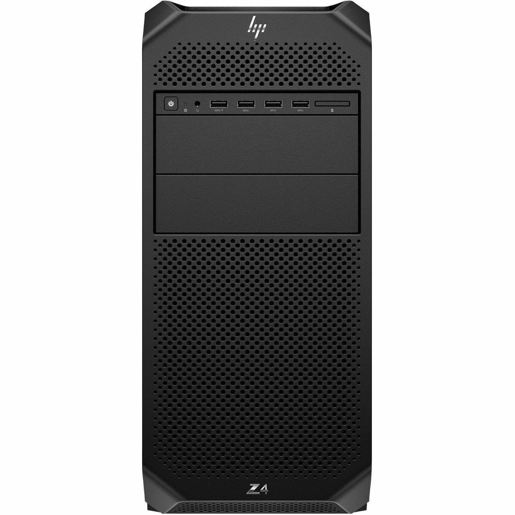 HP Z4 G5 Workstation - 1 x Intel Xeon w5-2455X - 64 GB - Tower - Black - Intel W790 Chip - NVMe, Serial ATA/600 Controller - 0, 1, 5, 10 RAID Levels - Gigabit Ethernet — front