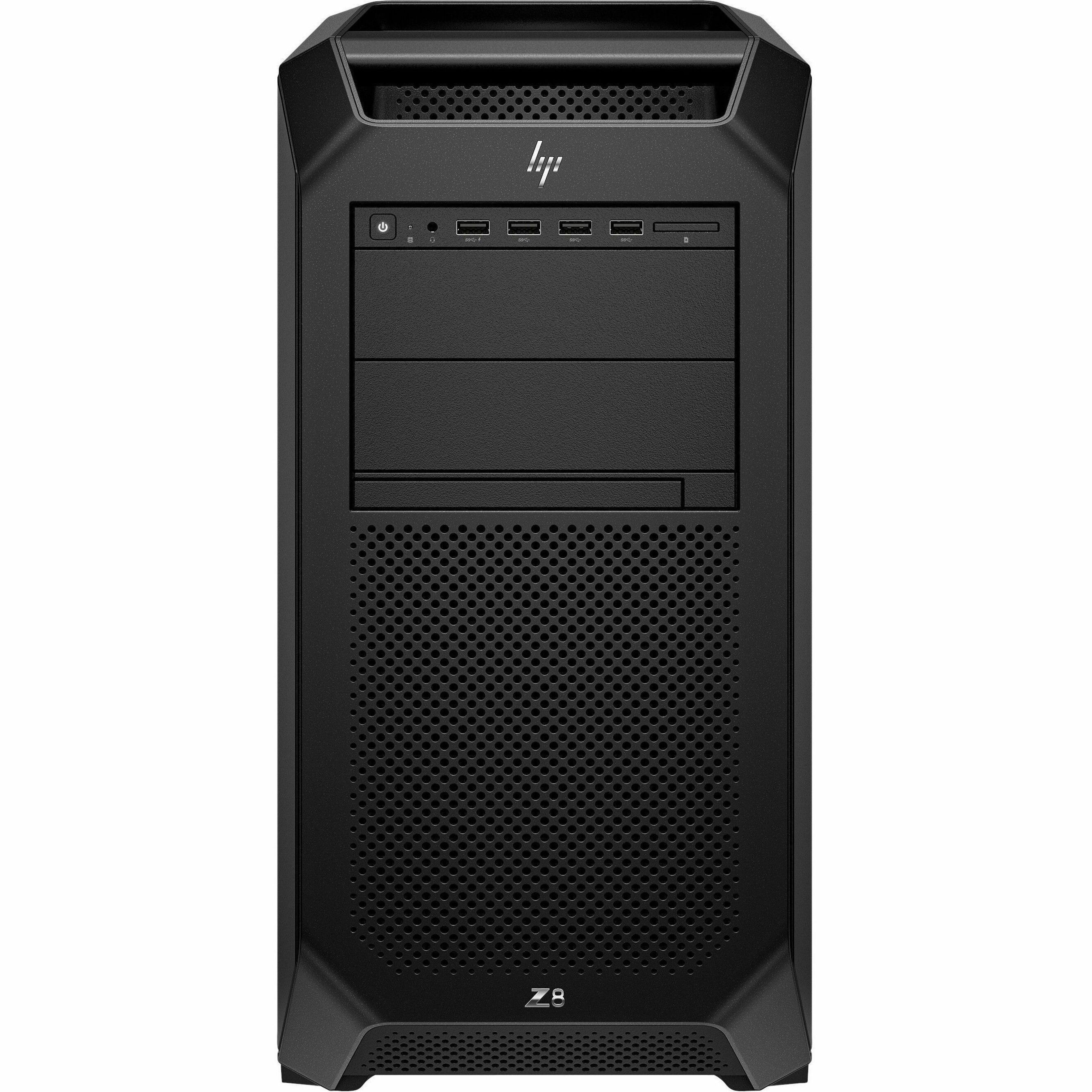HP Z8 G5 Workstation - Intel Xeon Silver 5th Gen 4514Y - 128 GB - Tower - Black - Intel C741 Chip - NVMe, Serial ATA/600 Controller - 0, 1, 5, 10 RAID Levels - Gigabit Ethernet — front