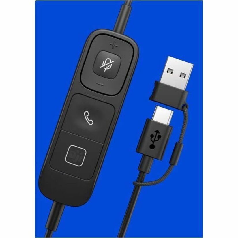 Poly Mission 615 Monaural USB Wired Headset - Microsoft Teams Certification - Mono - USB, USB Type A, USB Type C - Wired - Over-the-head, On-ear - Monaural - Supra-aural - 6.50 ft Cable - Noise Cancelling, Noise Reduction Microphone - Noise Canceling - Black — alternate image3