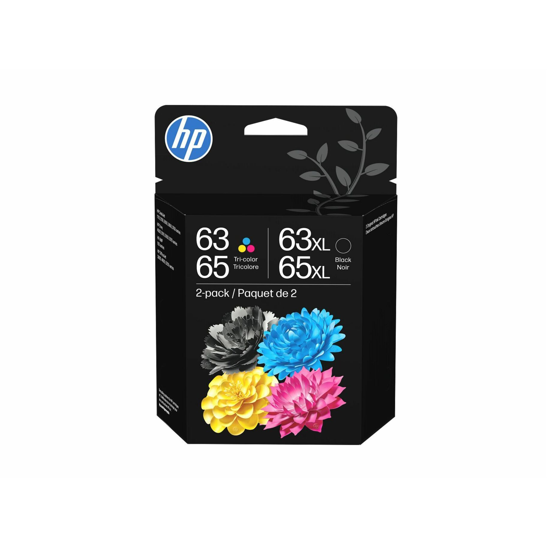 HP 63/65 Original High (XL) Yield Inkjet Ink Cartridge - Combo Pack - Black, Tri-color - 2 Pack - 300 Pages Black, 100 Pages Tri-Color